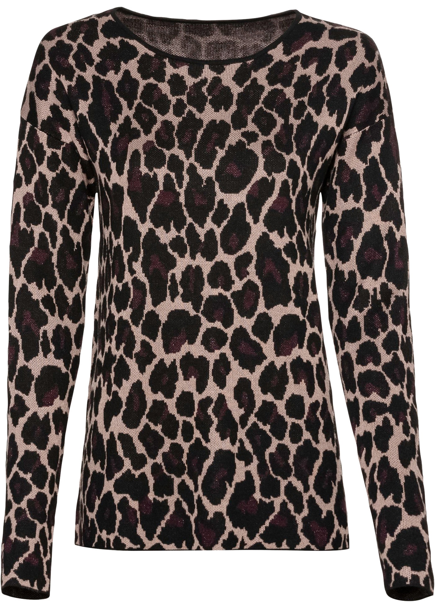 bonprix Strickpullover Jacquard-Strick, mit Viskose-Anteil, Langarm, Loose Fit