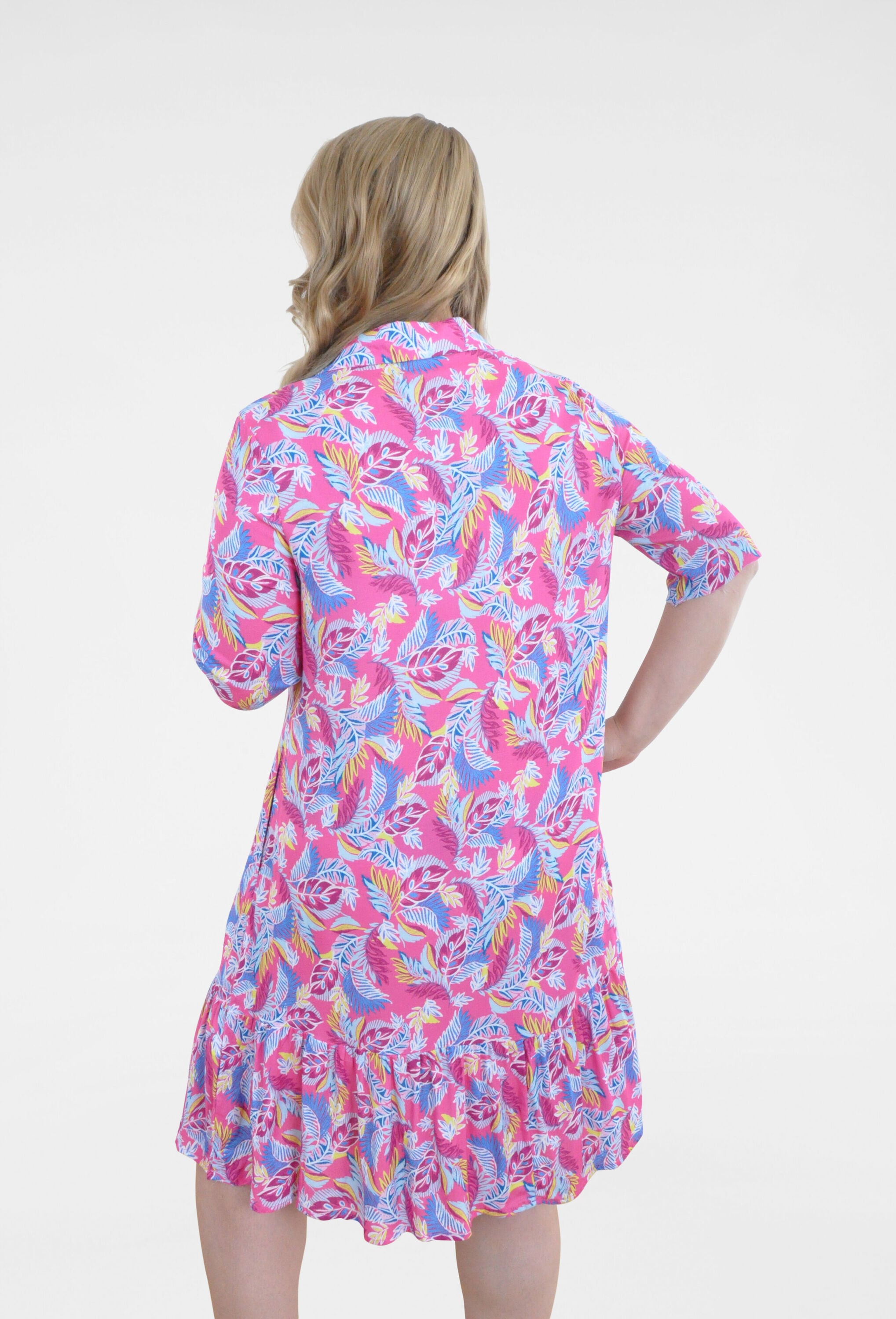 NAVIGAZIONE Blusenkleid »NAVIGAZIONE Kleid« mehrfarbiges Blattmuster