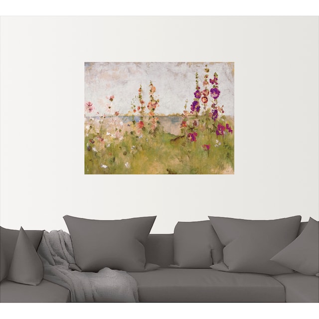 Artland Wandbild »Stockrosen am Meer«, Blumen, (1 St.), als Leinwandbild,  Wandaufkleber oder Poster in versch. Größen auf Raten bestellen