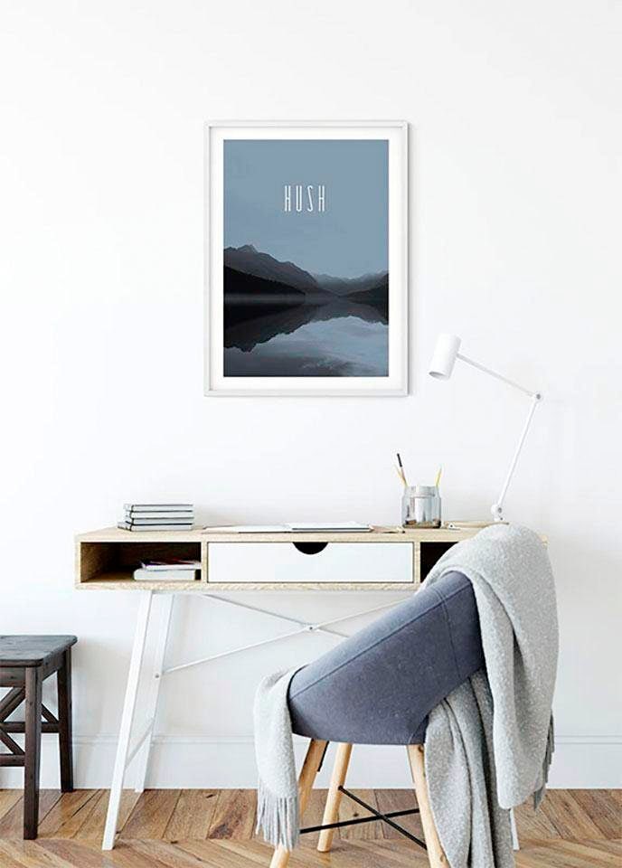 Komar Bild »Word Lake Hush Steel«, Natur, (1 St.), Wandbild zur Dekoration - ohne Rahmen