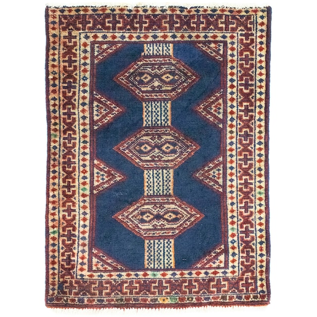 morgenland Wollteppich »Turkaman Teppich handgeknüpft blau«, rechteckig  online kaufen