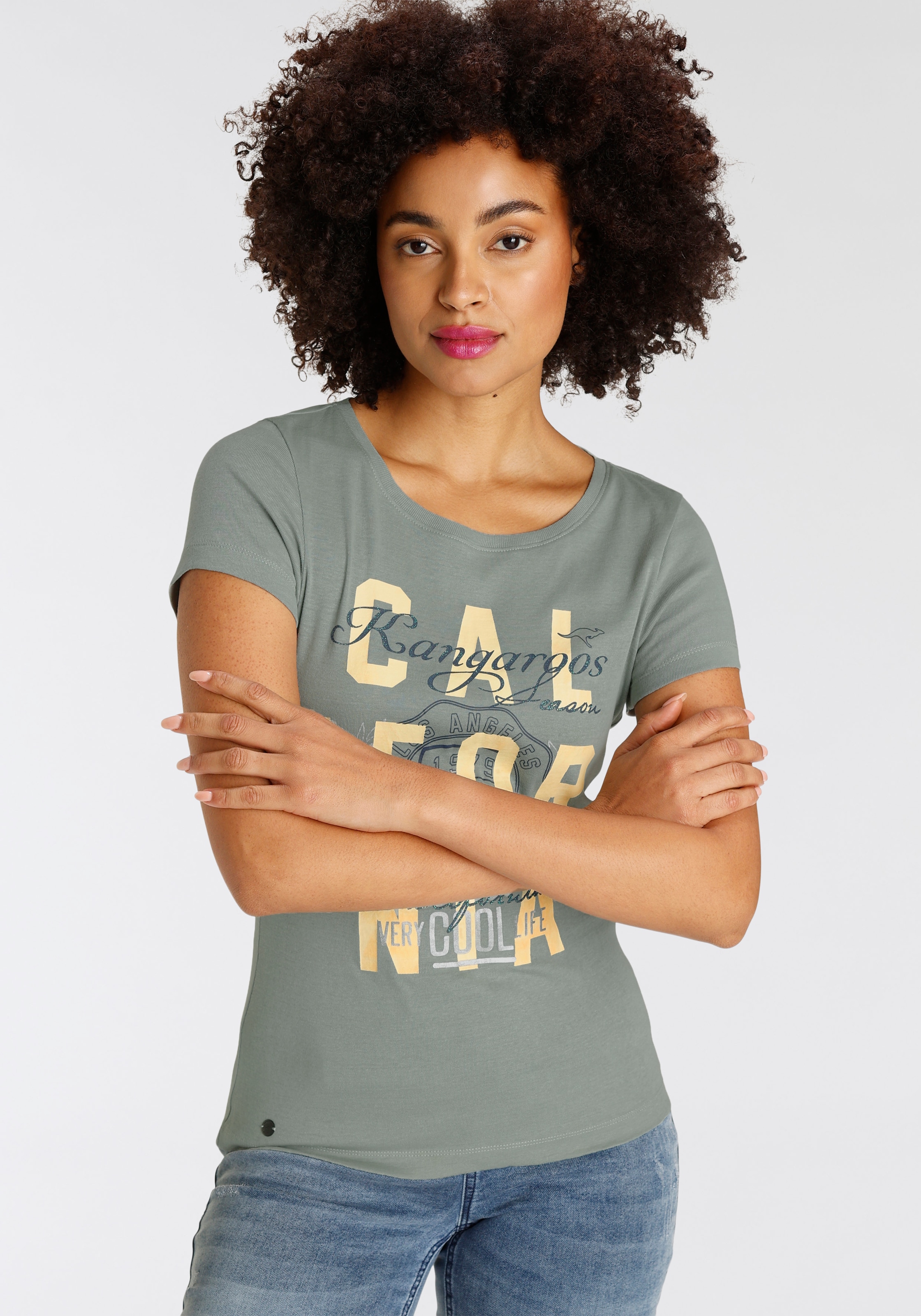 KangaROOS KOLLEKTION Print-Shirt, - NEUE mit Logodruck California-Style im ♕ bei
