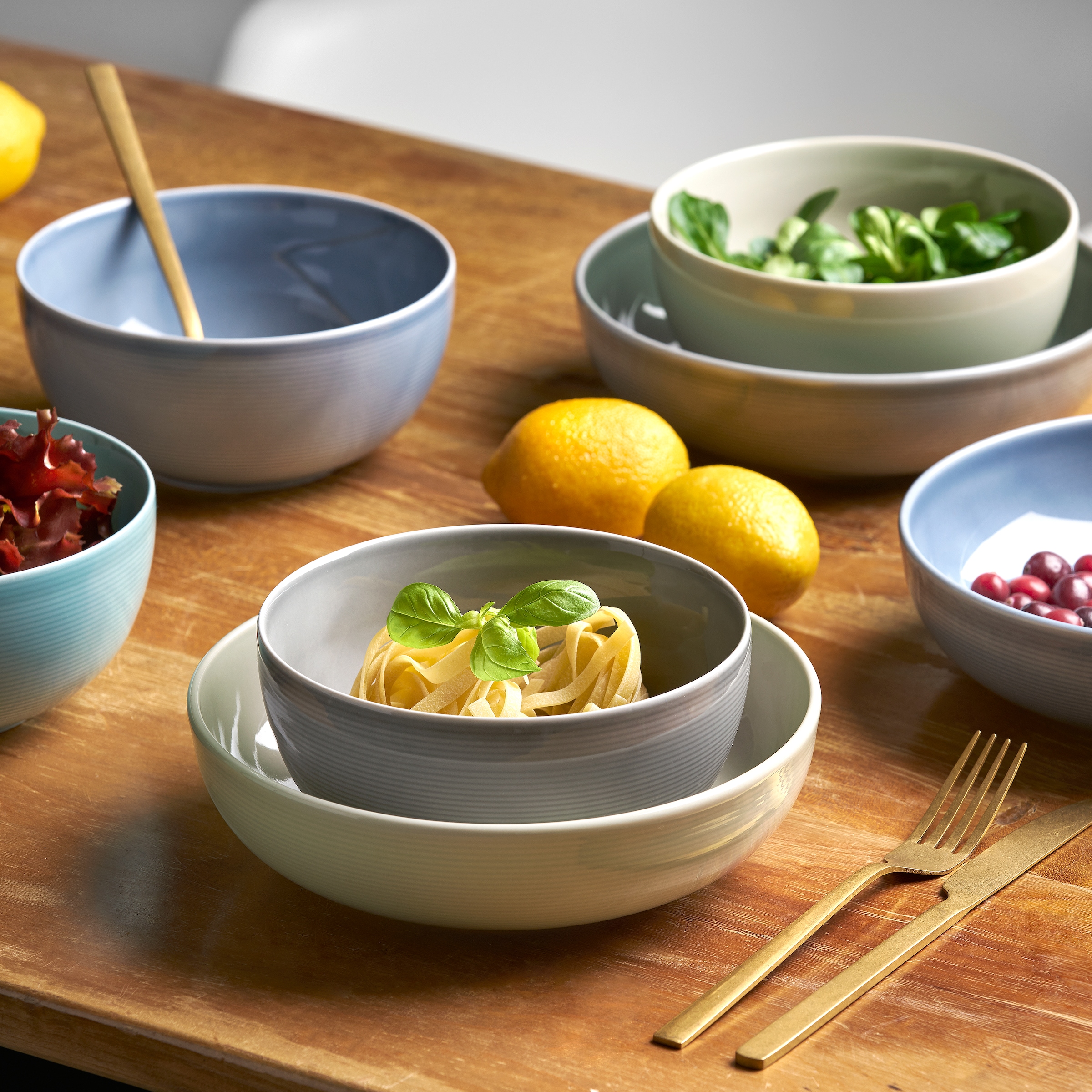 van Well Speiseteller »Jive, flacher Teller 25 cm, 6 Stück« dezentes Spiraldekor, spülmaschinen-und mikrowellengeeignet