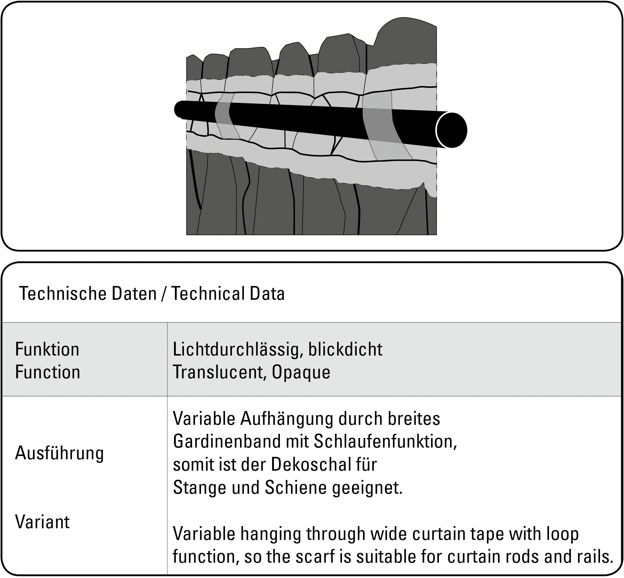 GARDINIA Gardine »Schal mit Gardinenband Etamine«, (1 St.), Stoff Etamine