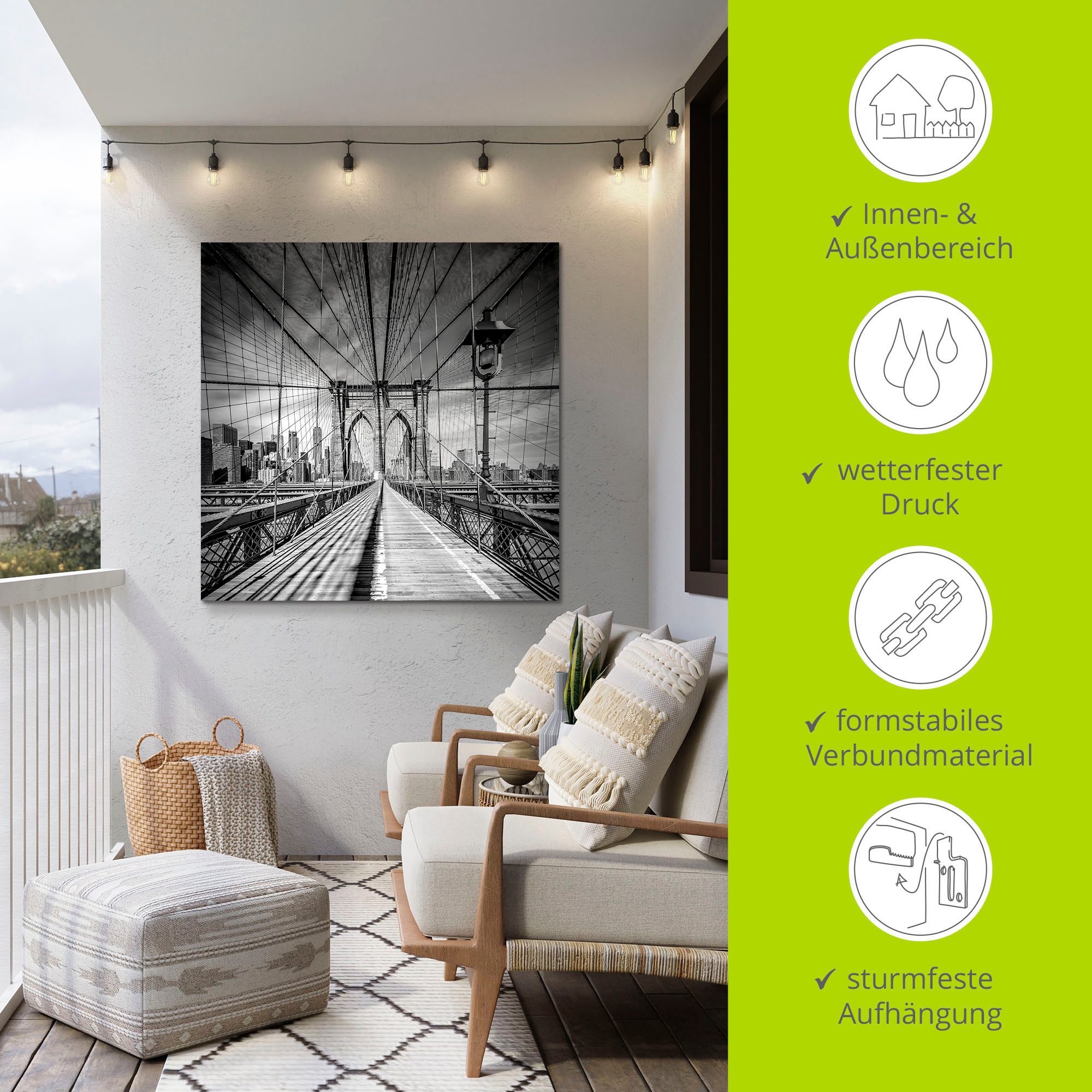Artland Wandbild »New York City Brooklyn Bridge«, Amerika, (1 St.), als Alubild, Outdoorbild, Leinwandbild, Poster in verschied. Größen