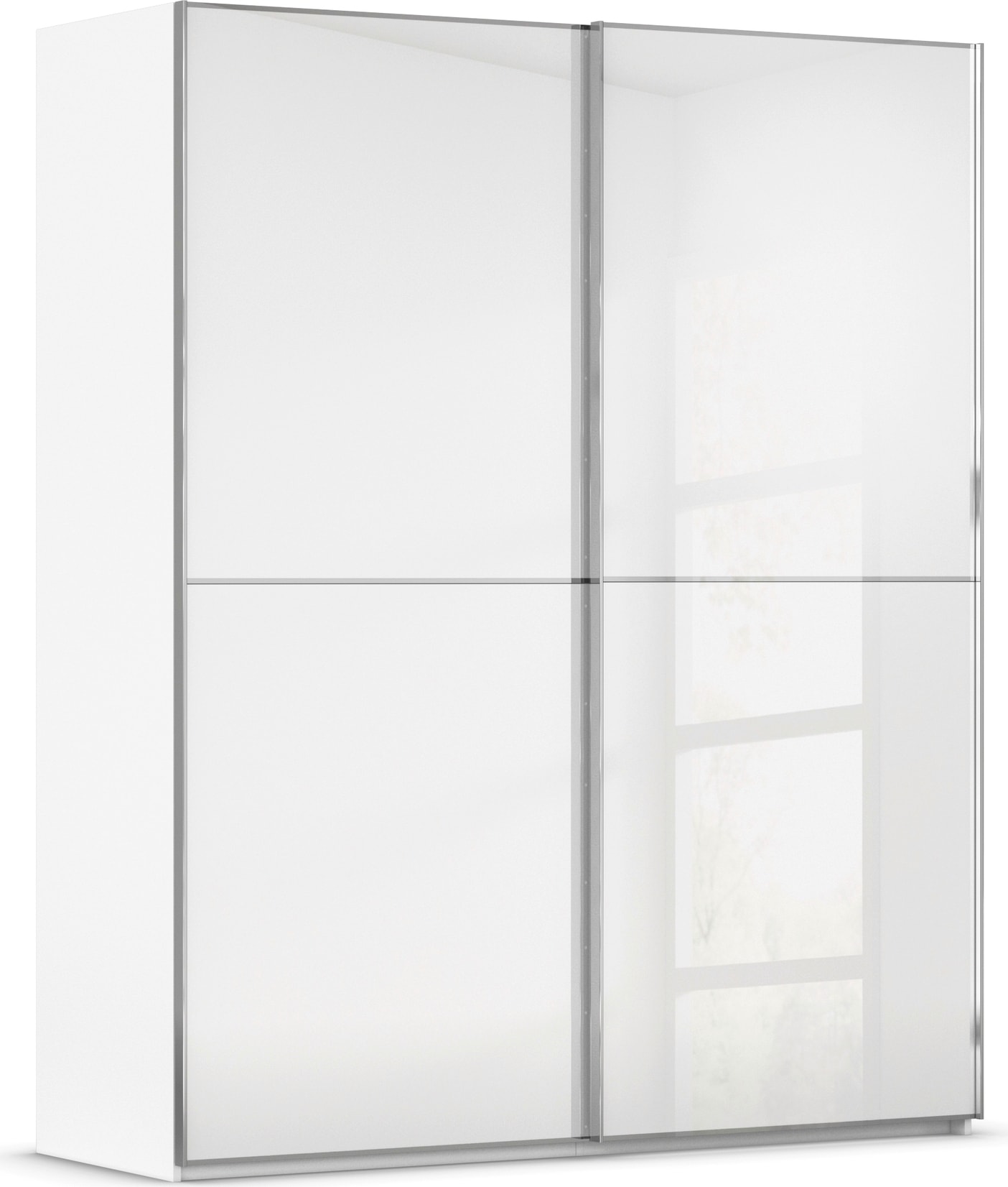 rauch Schwebetürenschrank »Kleiderschrank Schrank Garderobe Schlafzimmerschrank SCALE-DUO« edle zweigeteilte Türen Glas-Front mit 3 Zierleisten MADE IN GERMANY