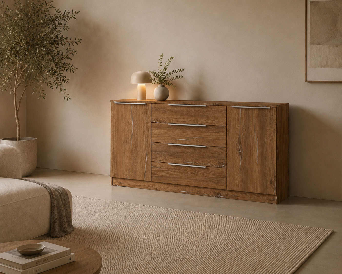 borchardt Möbel Kommode »Oliva, Kommode mit Metallgriffen« mit 4 Schubkästen