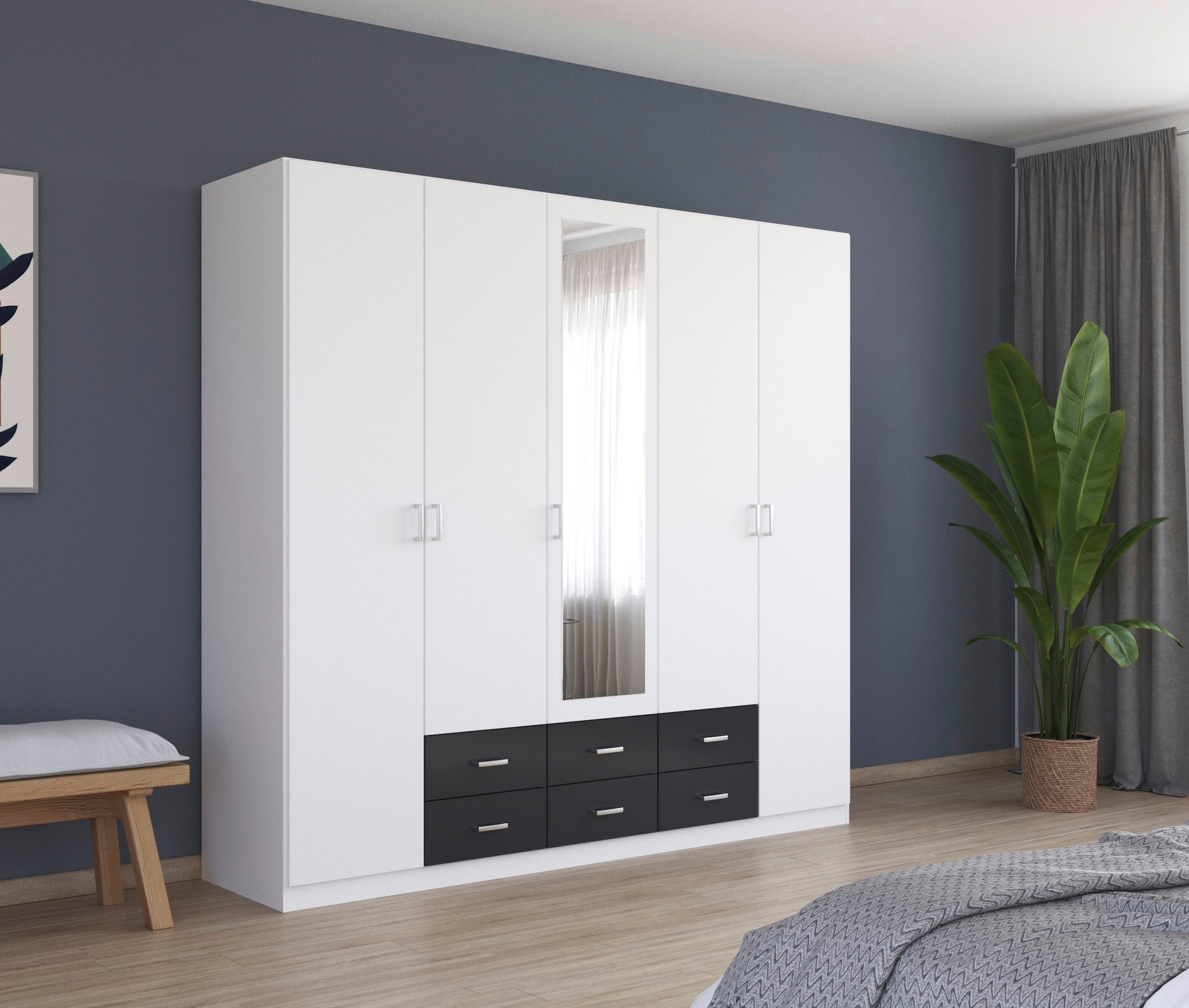 rauch Kleiderschrank »Schrank Garderobe Wäscheschrank GAMMA in 3 Breiten«, viel Stauraum mit 6 Schubladen, mit Spiegel TOPSELLER MADE IN GERMANY