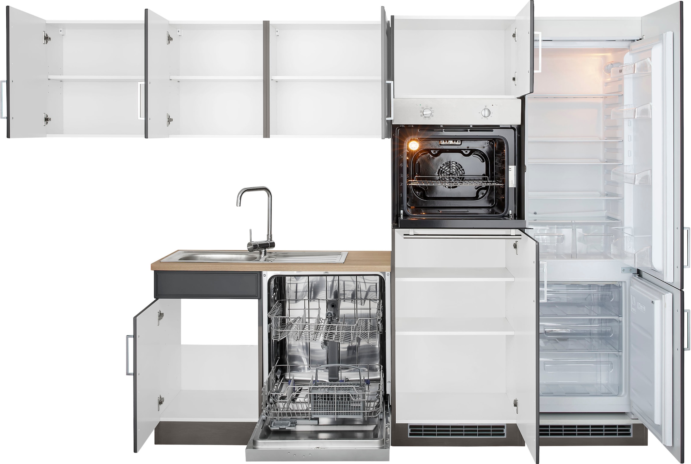 KOCHSTATION Winkelküche »KS-Stockholm« Stellbreite 290/170 cm, mit hochwertigen MDF Fronten im Landhaus-Stil