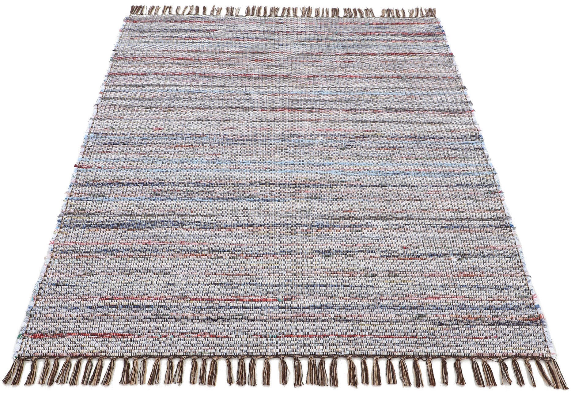 Chindi«, in rechteckig, kaufen handgewebter carpetfine »Kelim Fransen, auch Läufergrößen mit Teppich online Wendeteppich