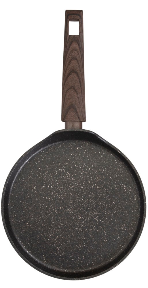 RESTO Kitchenware Crêpepfanne »Carina, Pfannkuchenpfanne mit holzähnlichem Soft-Touch-Griff«, Aluminium, (1 tlg.), mit Marmor-Antihaftbeschichtung, 4-lagig, für alle Herdarten geeignet