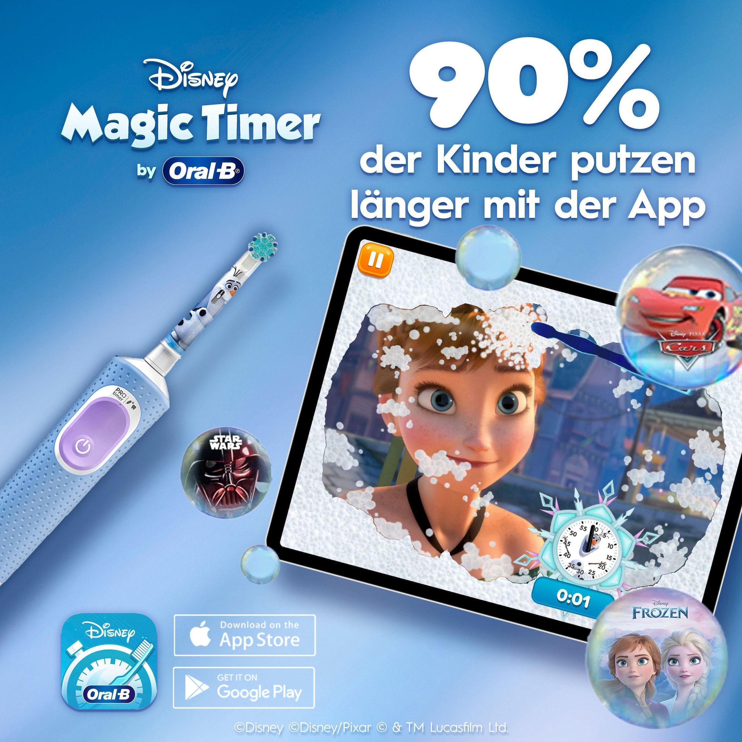 Oral-B Elektrische Zahnbürste »Pro Kids Frozen« 1 Stk. Aufsteckbürsten für Kinder ab 3 Jahren