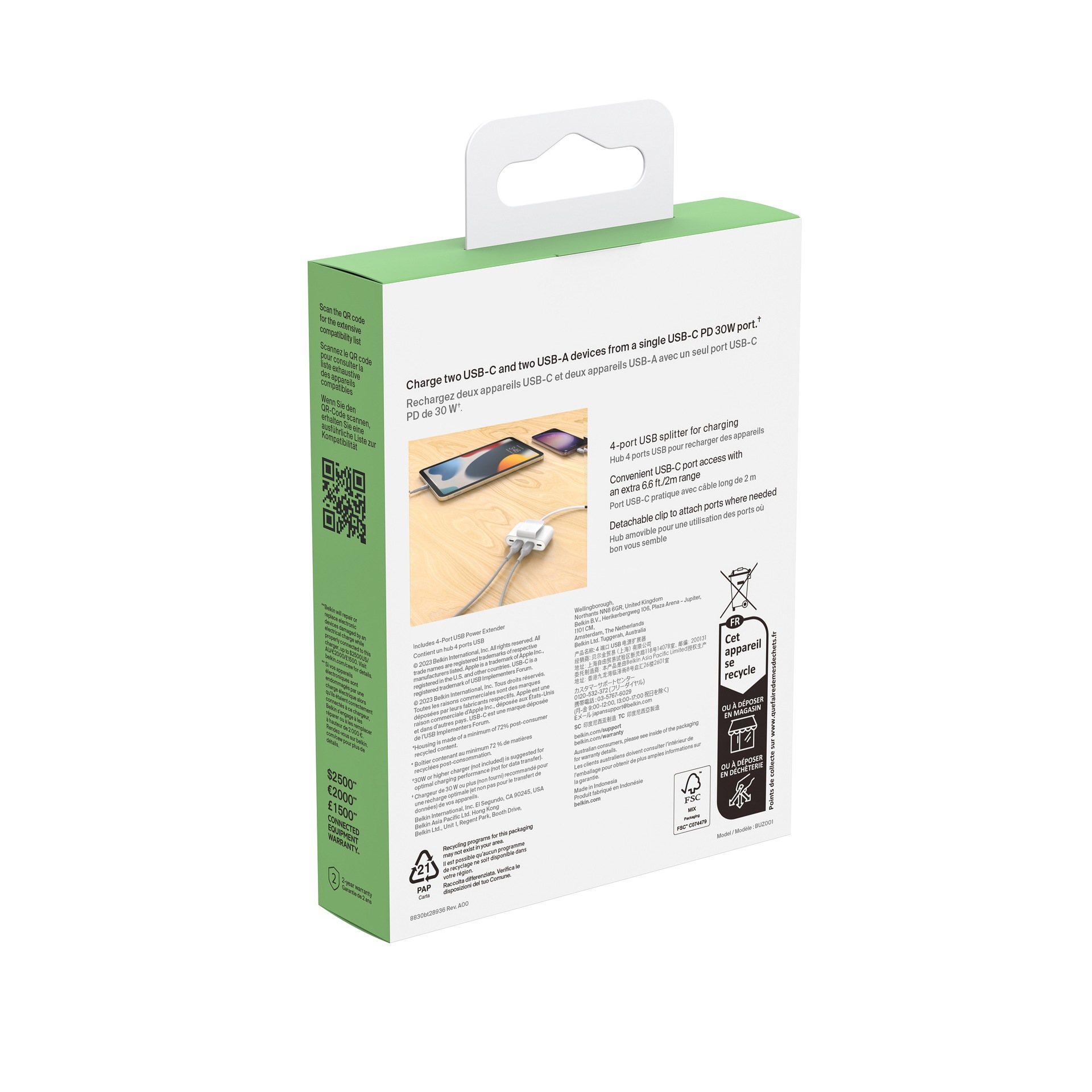 Belkin Smartphone-Dockingstation »BoostCharge 4-Port-USB-Splitter«