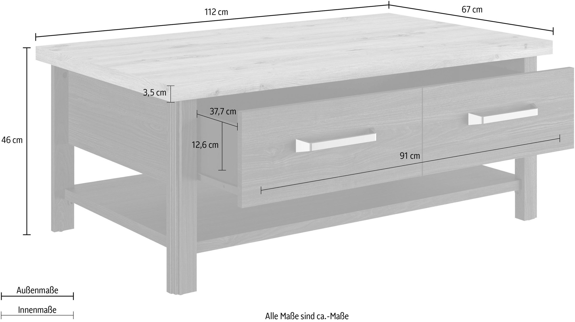 Gami Couchtisch »Sequoia«, (1 St.), Wohnzimmer-Programm in Landhaus- und Industrial-Dekor