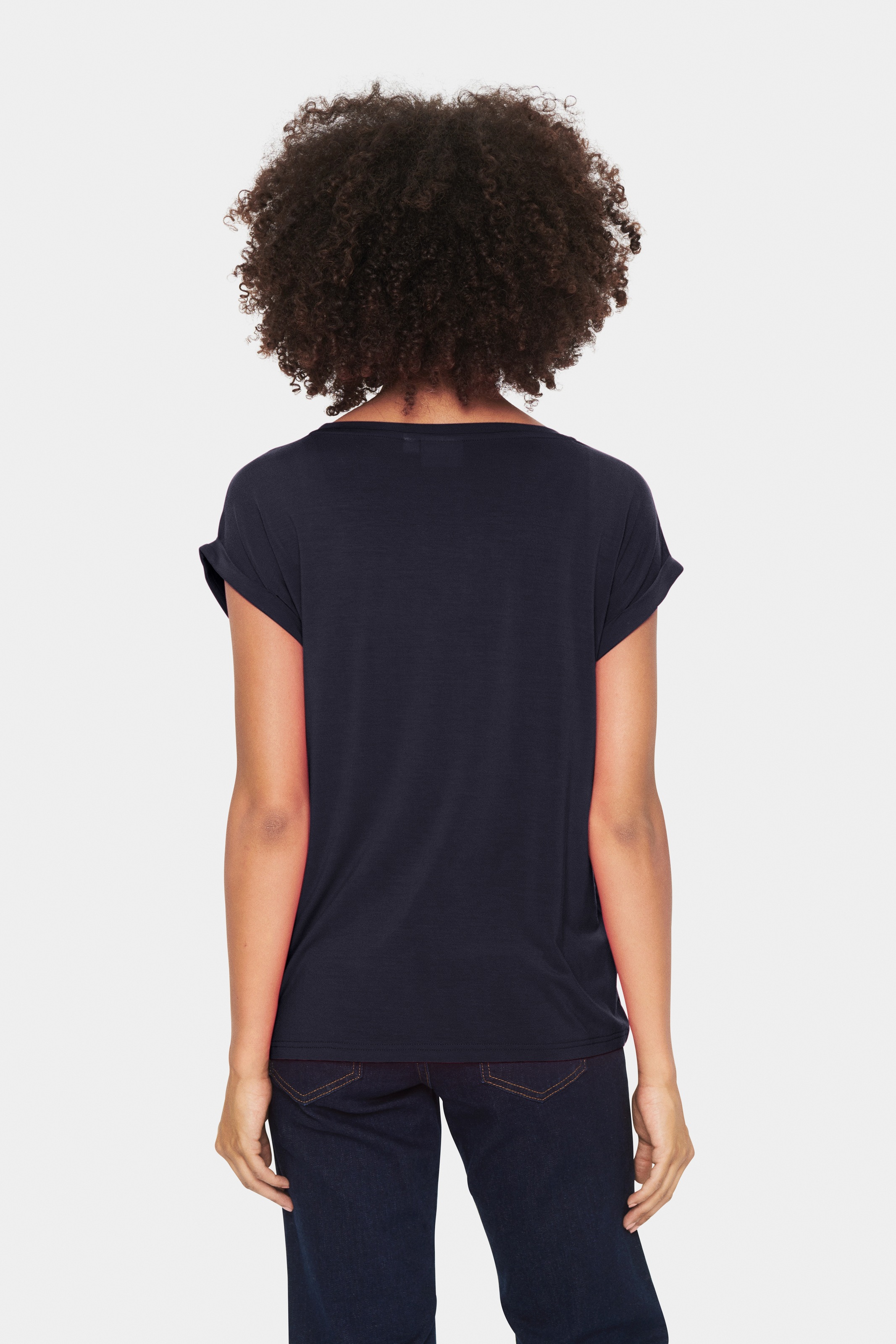 Saint Tropez Rundhalsshirt, Basic in edler LYOCELL Qualität