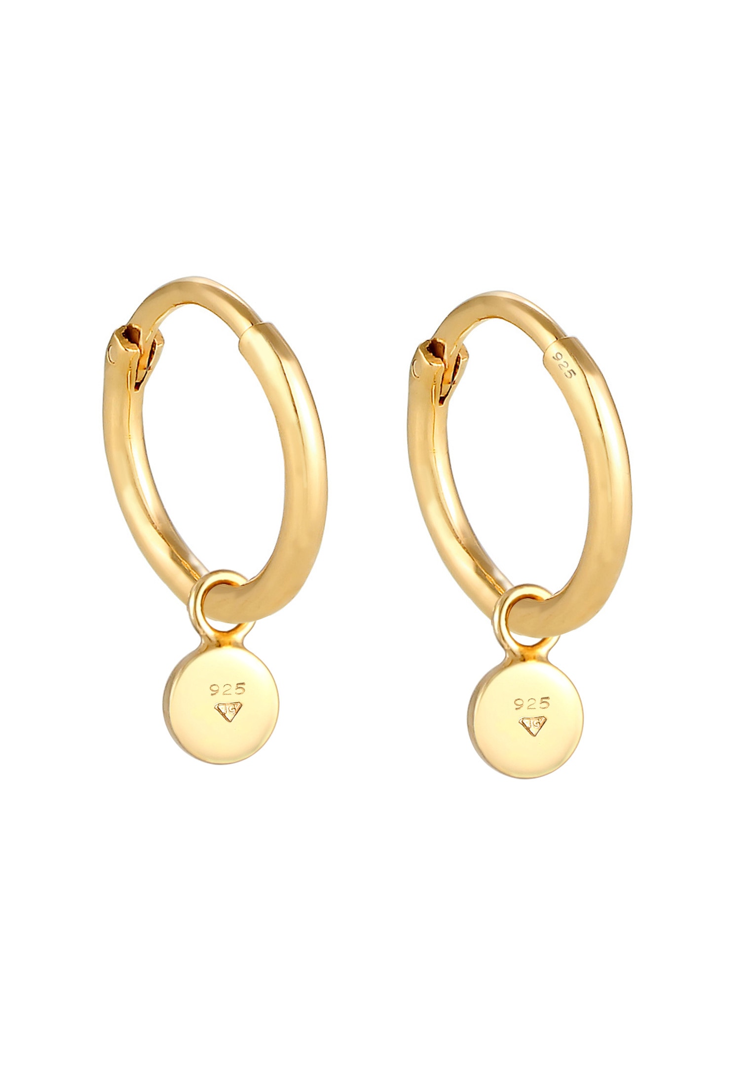 Elli Paar Ohrhänger »Ohrringe Creolen Hänger Plättchen Coin 925 Silber«