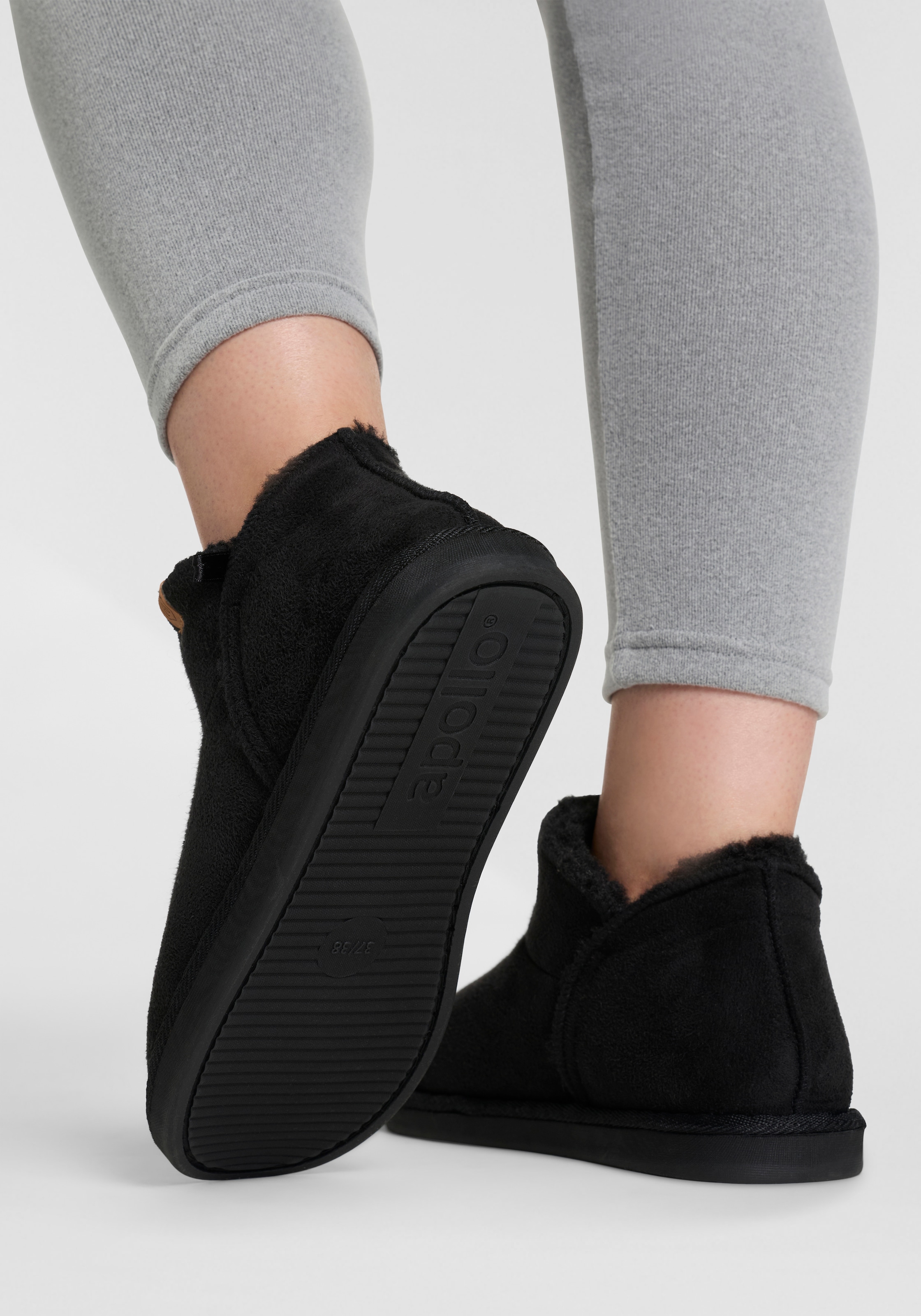 Apollo Hausschuh »LADIES HOME BOOTS SUEDE«, mit Logoprägung und kuscheligen, wärmenden Innenfutter
