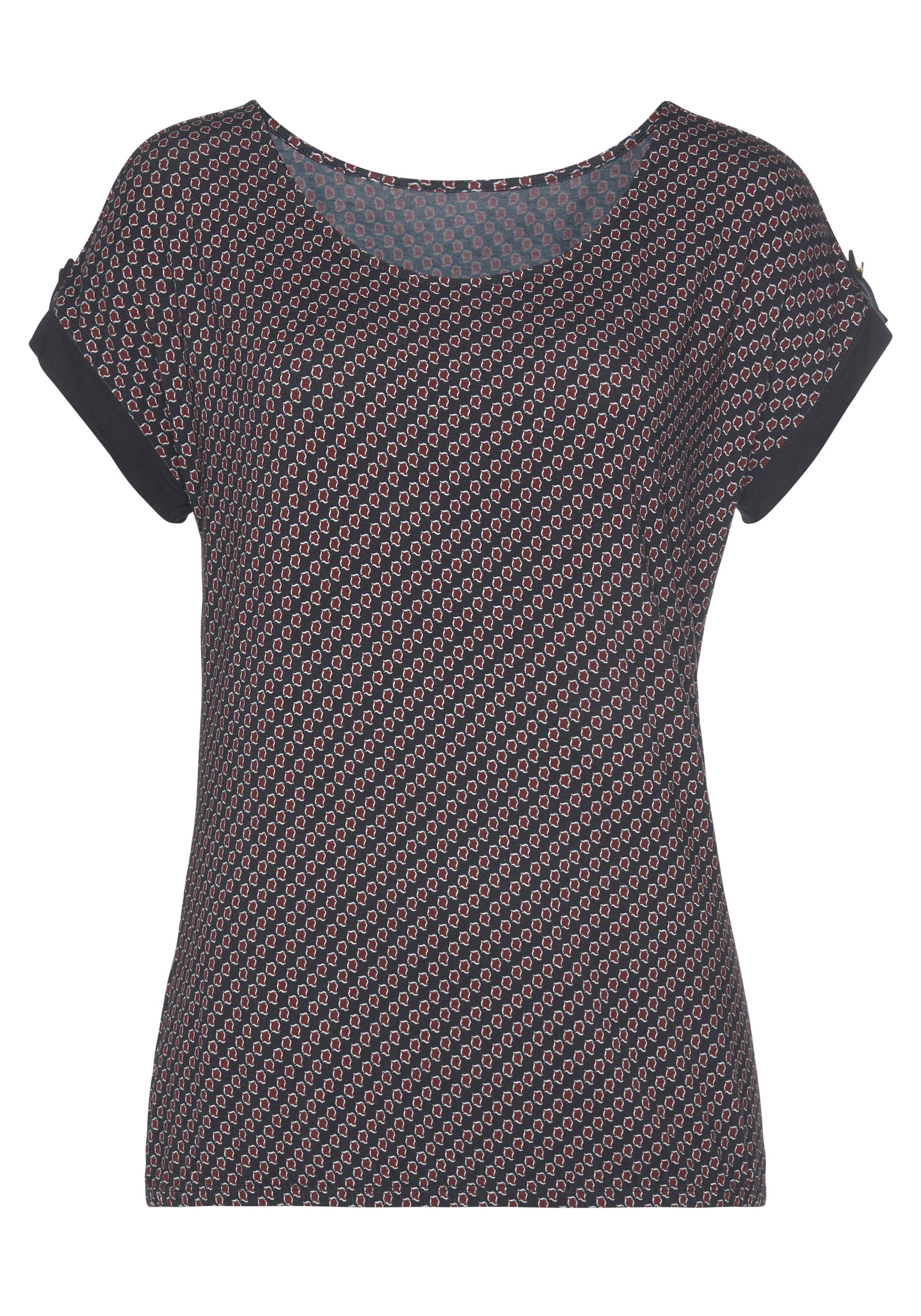 Vivance Kurzarmshirt »mit dekorativem Ärmelsaum«, aus weichem Viskose-Stretch