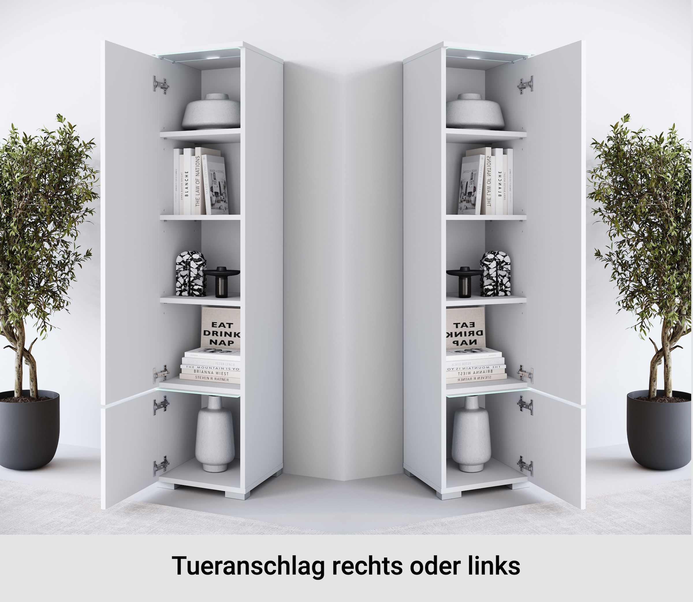 Home affaire Vitrine »Vera, Höhe 130 cm, in verschiedenen Farbausführungen« 1 Stk. tlg. LED-Beleuchtung, Türanschlag frei wählbar, stehend/hängend