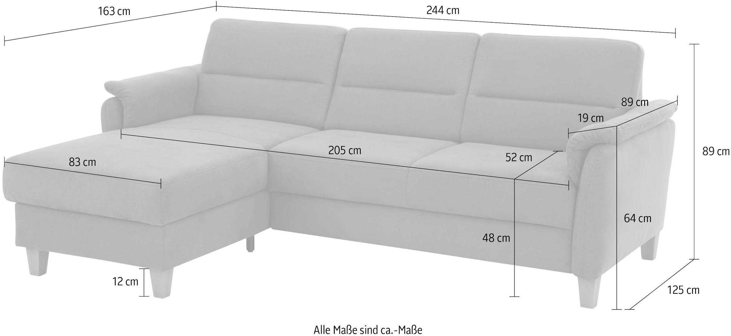 Home affaire Ecksofa »Palmera L-Form, B: 244 cm - OTTO. Verlässliche Qualität.« optional Bettfunktion & Bettkasten, Federkern