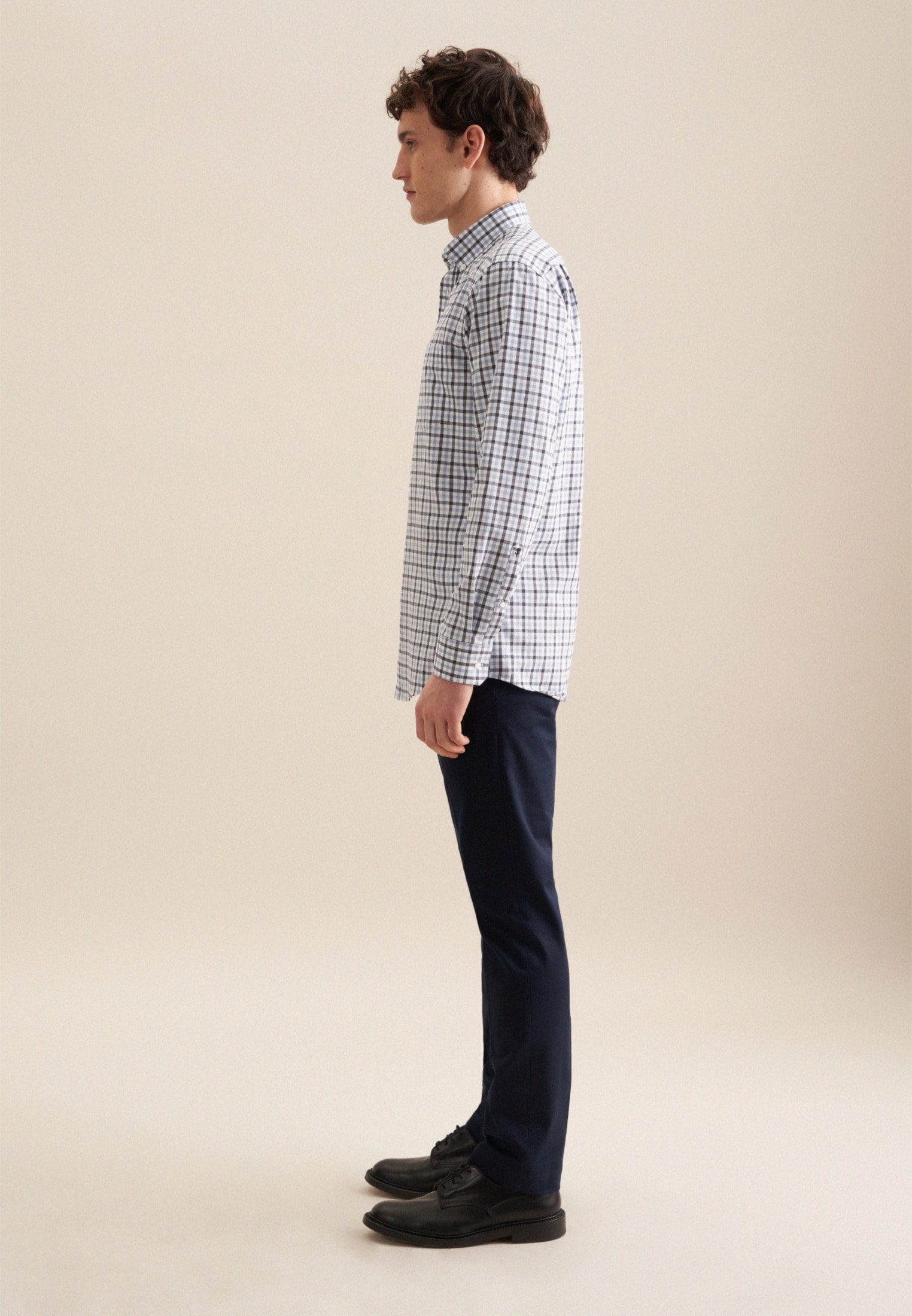 seidensticker Flanellhemd »Comfort«, Comfort Langarm Button-Down-Kragen Karo