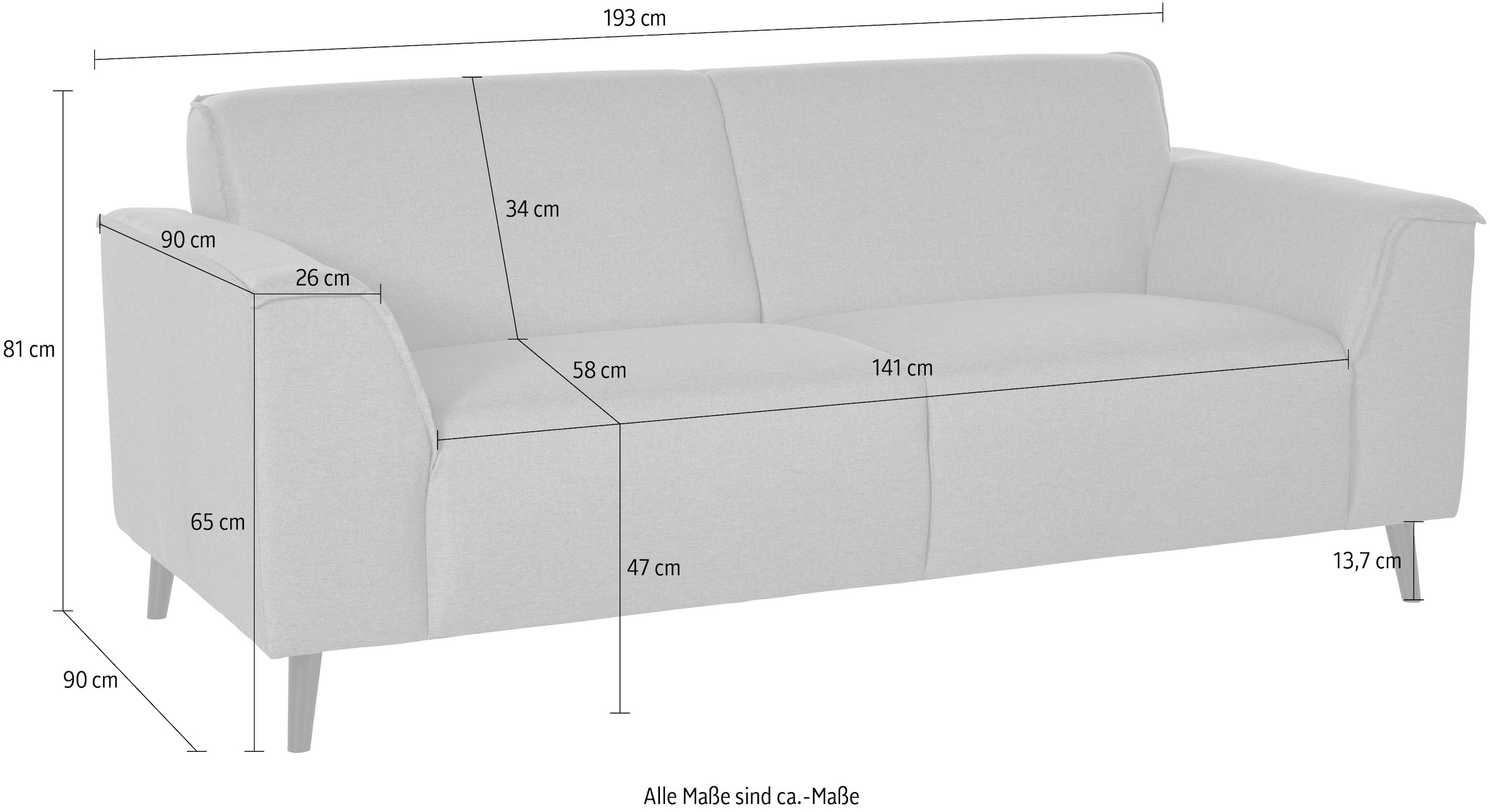 DOMO collection 2,5-Sitzer »Amora tolle Verarbeitungsdetails, komfortabel,«, mit Federkern für hohen Sitzkomfort
