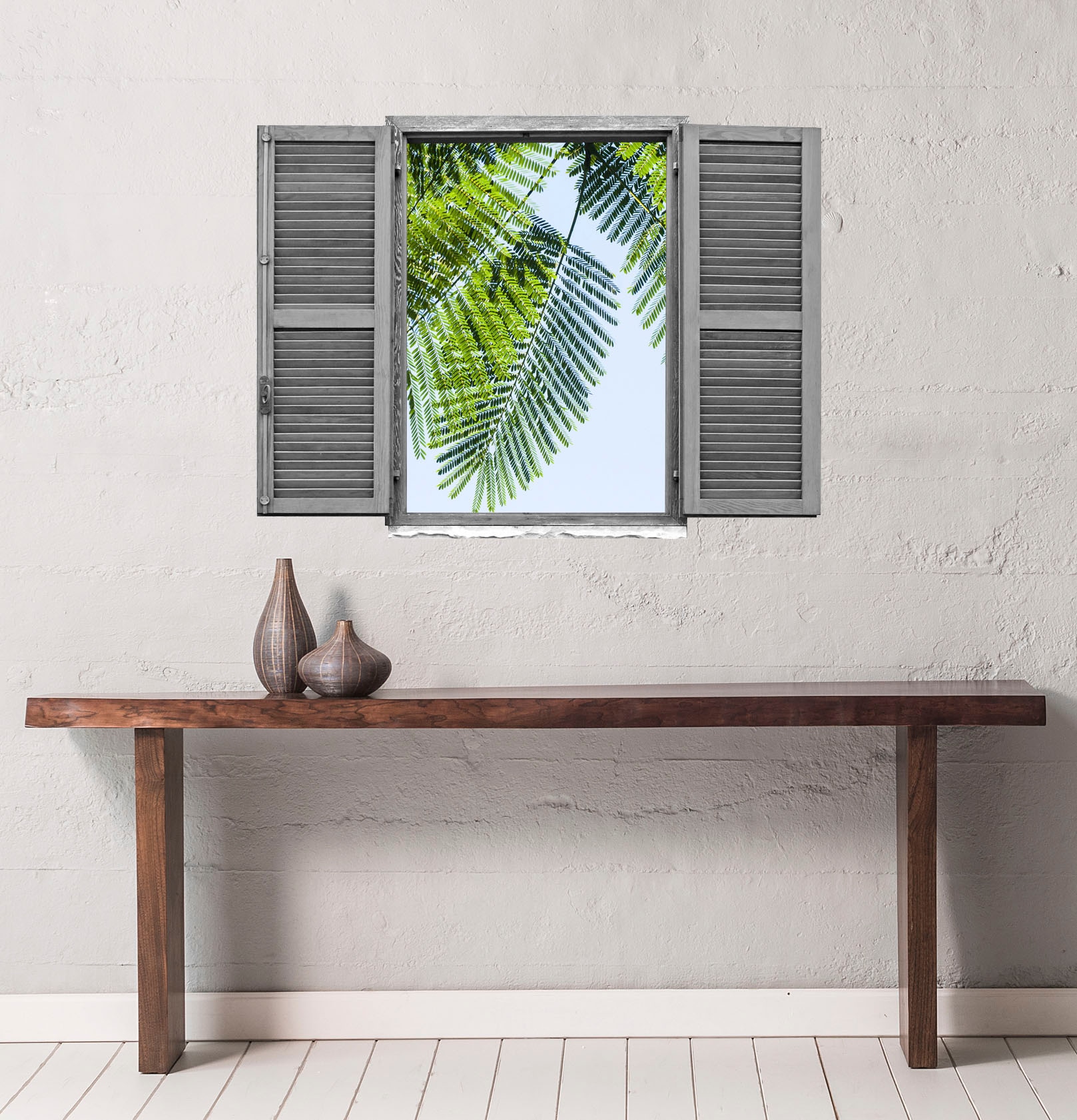 queence Wandtattoo »Mimoseblätter«, (1 St.), Wandsticker, Wandbild, selbstklebend, 3D, Fenster