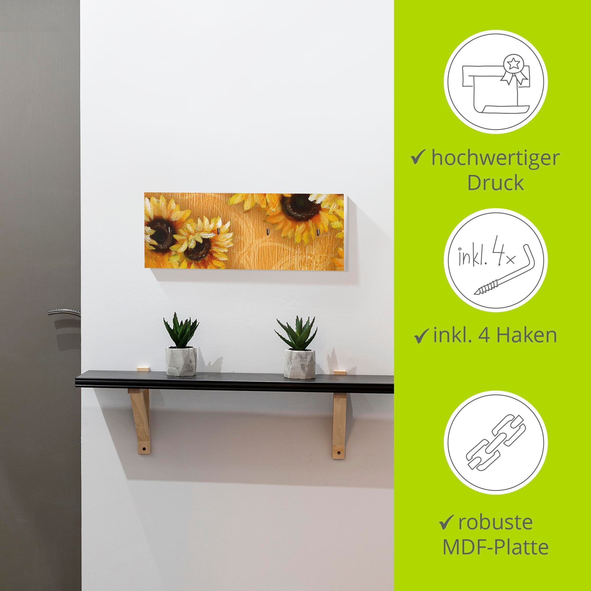 Artland Hakenleiste »Sonnenblumen«, MDF