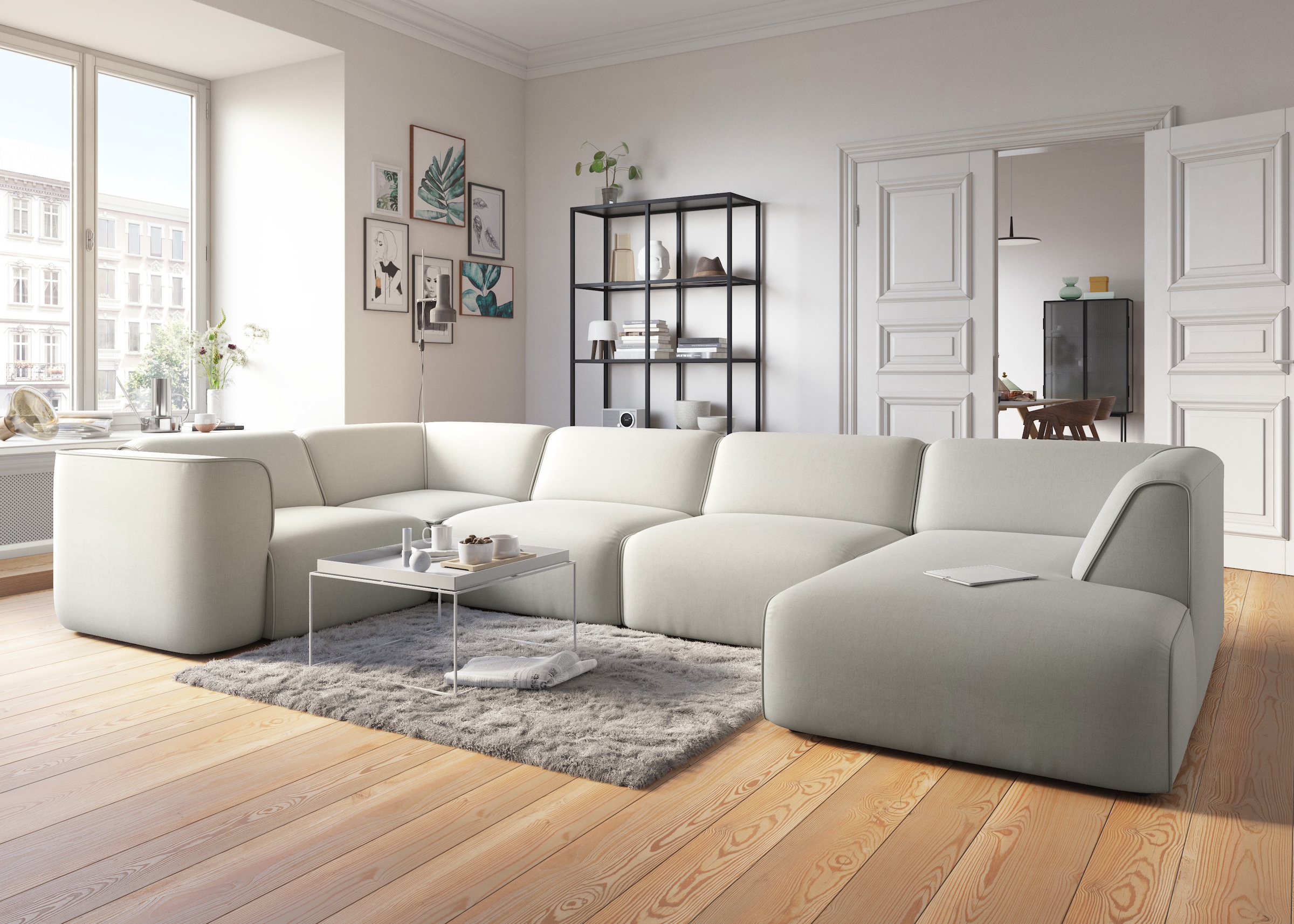 RAUM.ID Wohnlandschaft »Merid U-Form, jederzeit durch Module erweiterbar, B/T/H: 367/206/70 cm«, als Modul oder separat verwendbar, für individuelle Zusammenstellung