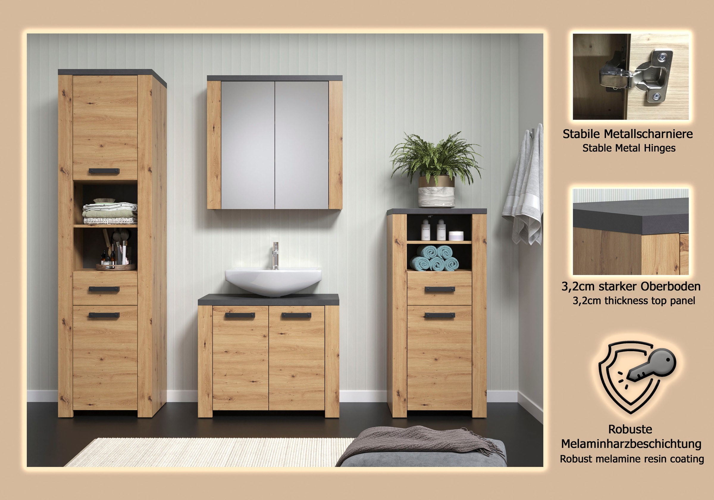 welltime Badezimmer-Set »Ambres« 4 Stk. tlg.
