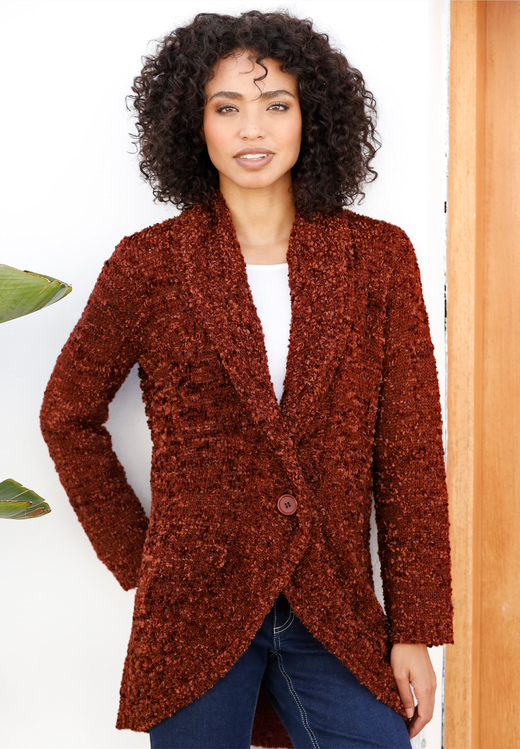 heine Strickjacke »Strickmantel Longstrickjacke aus Chenille«