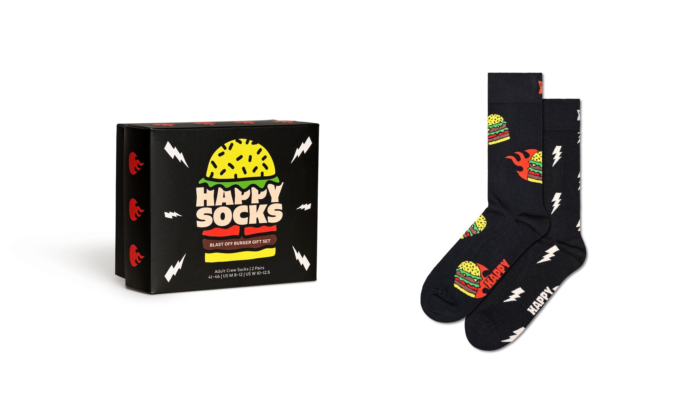 Happy Socks Langsocken, (2er Pack), mit coolem Burger-Motiv