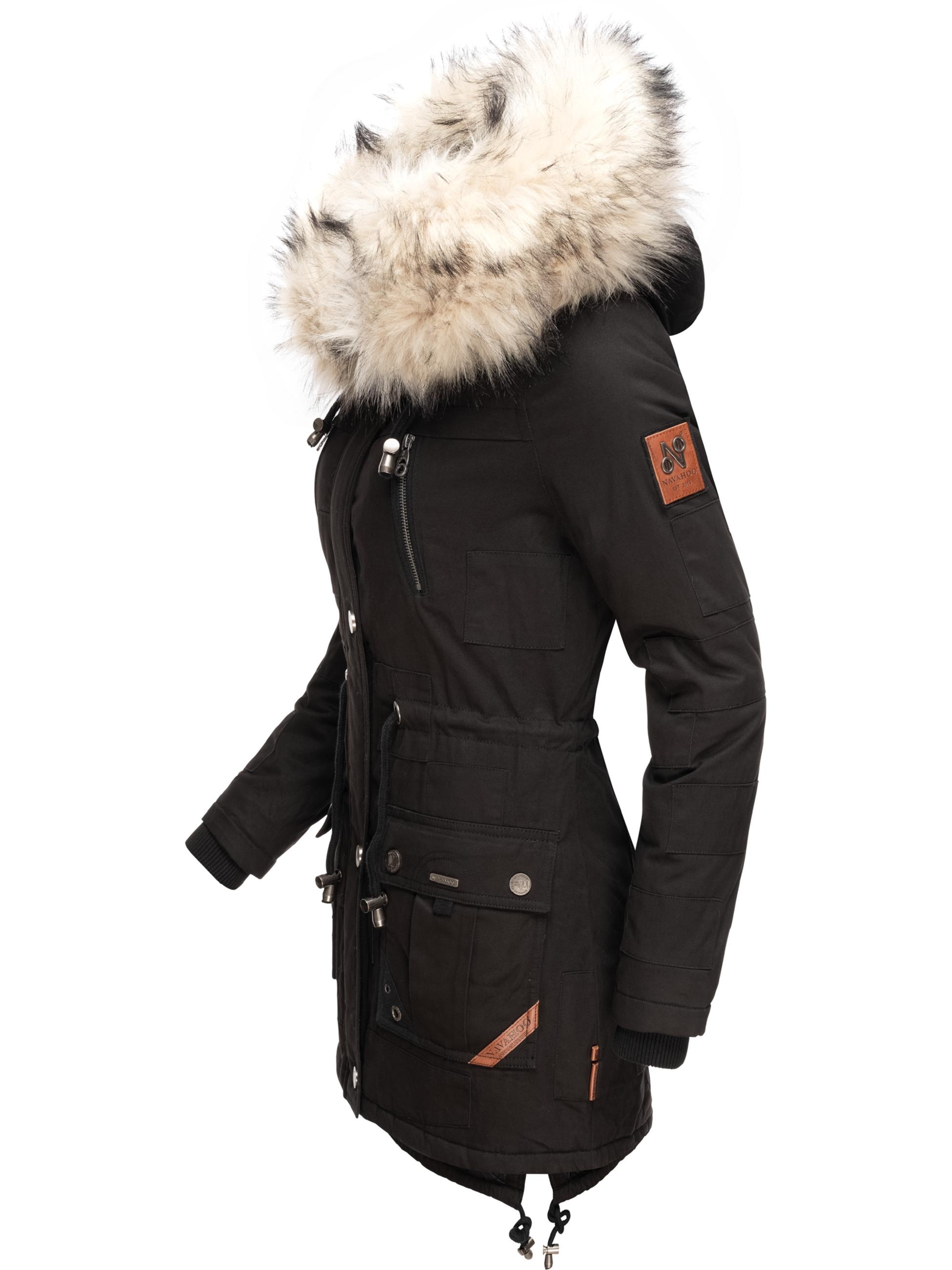 Navahoo Wintermantel »Wintermantel Honigfee«, stylischer Baumwollparka mit Kunstfell-Kapuze