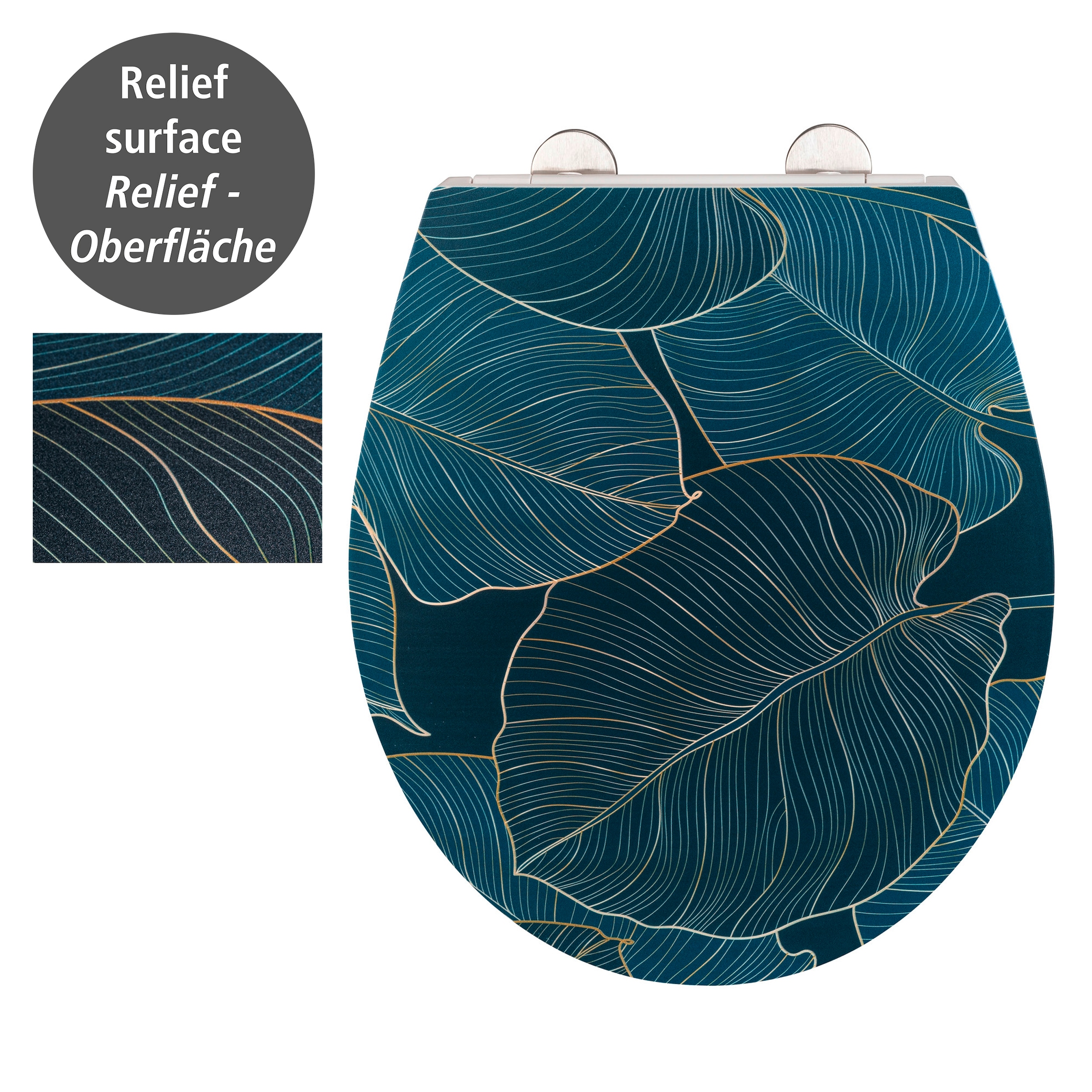 WENKO WC-Sitz »Big Leaves« mit Relief, aus antibakteriellem Duroplast