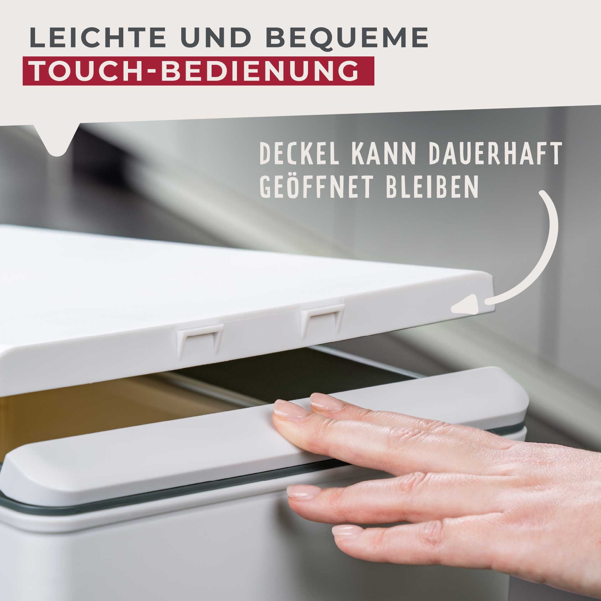 FACKELMANN Mülleimer »OSLO, Touch Abfalleimer« 1 Behälter ideal als Mehrfachsammler, leicht & robust mit sanfter Touch-Öffnung