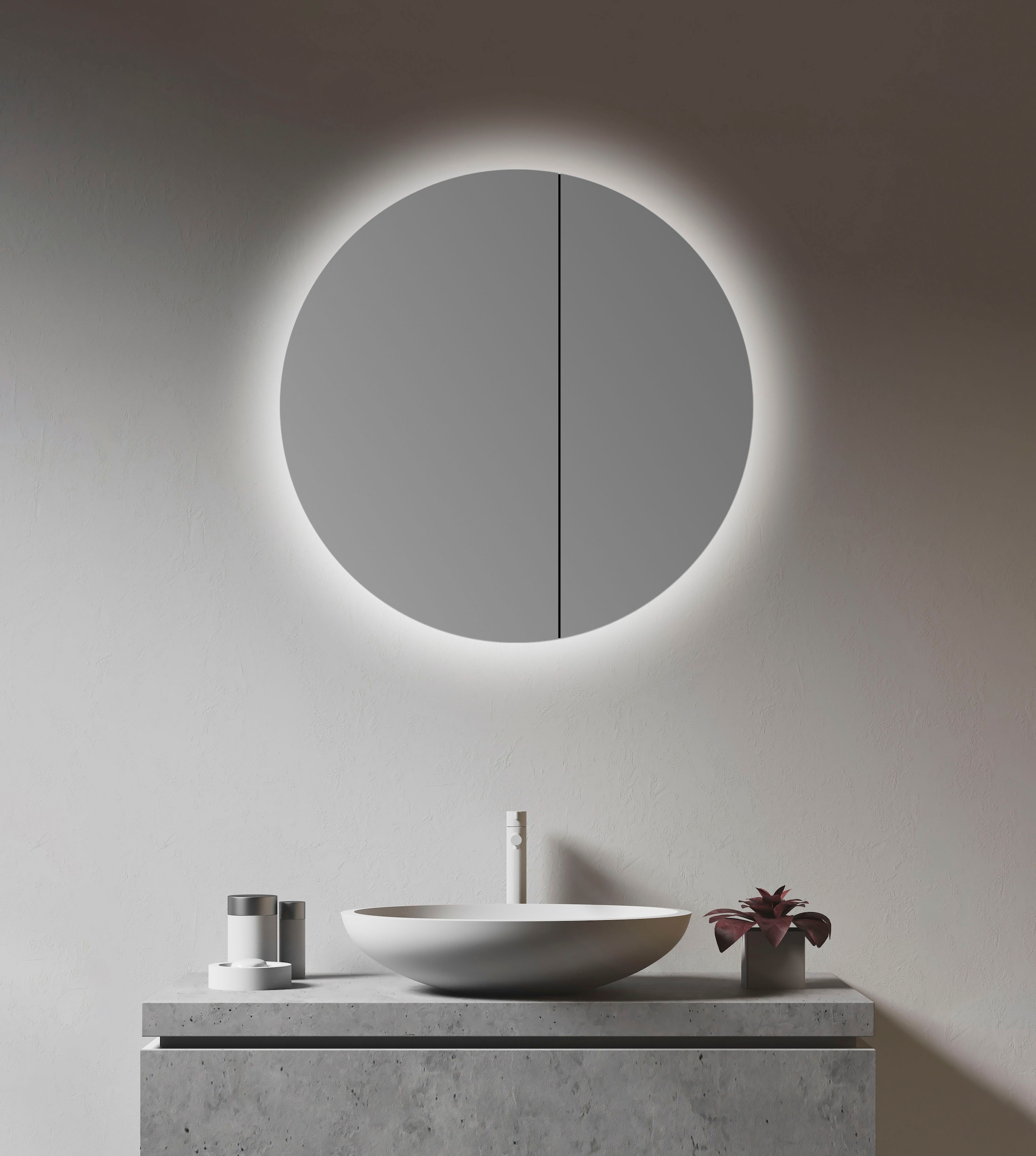 Talos Badezimmerspiegelschrank, Ø: 60 cm, aus kaufen LED-Beleuchtung, XXL Garantie online Echtglas, Jahren | mit 3 Aluminium IP24 und