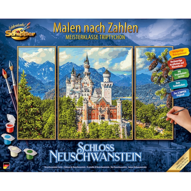 Schipper Malen nach Zahlen »Meisterklasse Triptychon - Schloss  Neuschwanstein«, Made in Germany bei