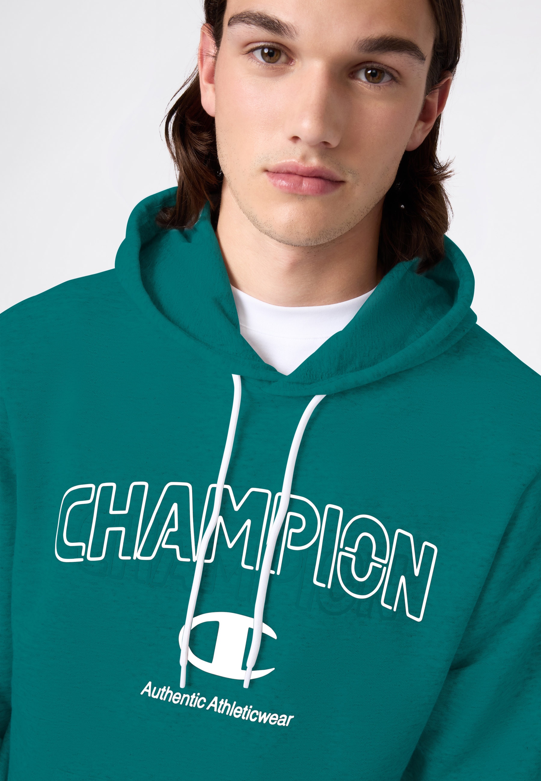 Champion Kapuzensweatshirt »Graphic Terry Hoodie«, mit Rundhalsausschnitt, aus Baumwolle und Polyester
