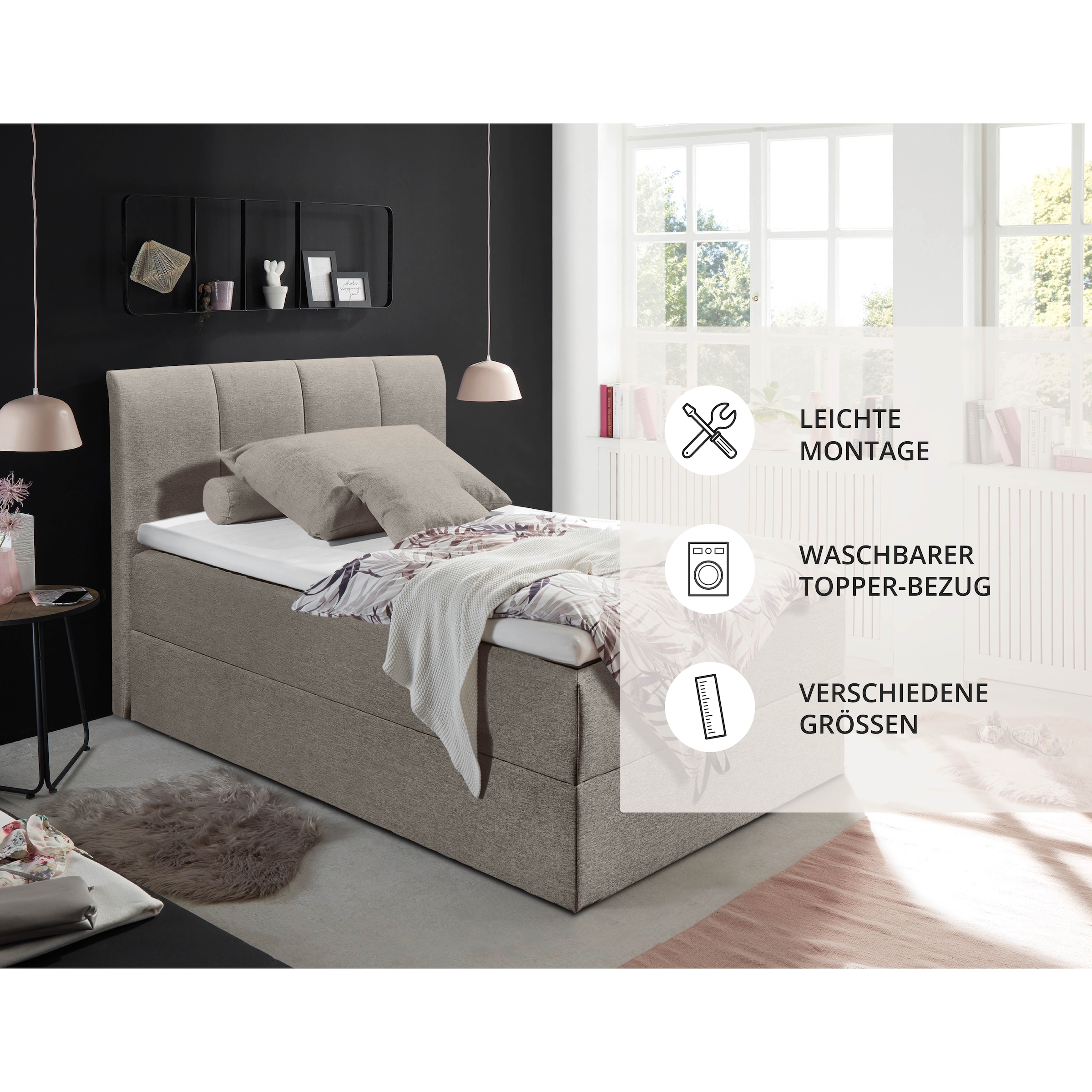 ED EXCITING DESIGN Boxbett »"Granada"  inkl. Bettkasten und Topper« erhältlich in den Größen 120x200cm & 180x200cm