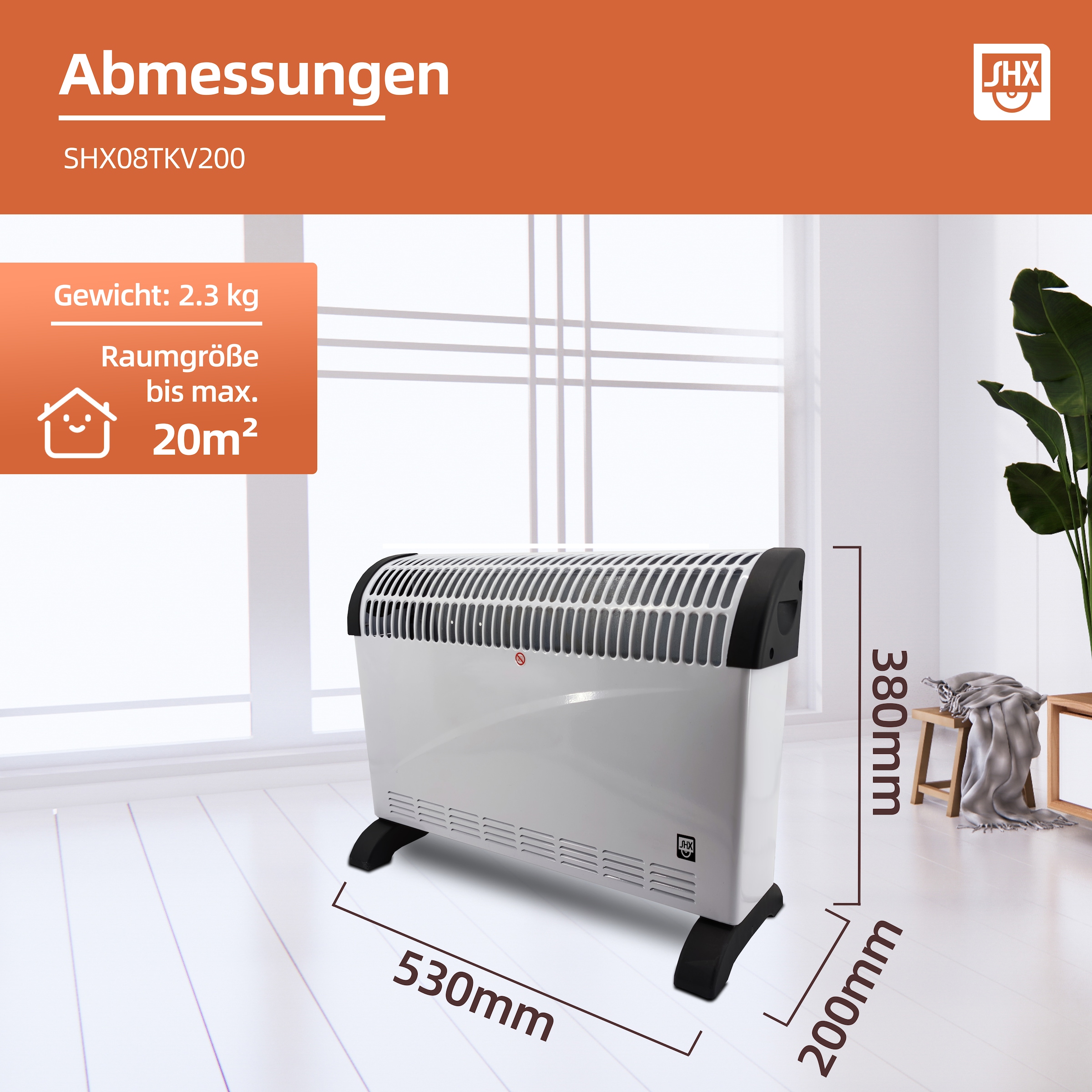 SHX Konvektor »SHX08TKV2000«, 2000 W, Turbo-Heizlüfter, 2000W