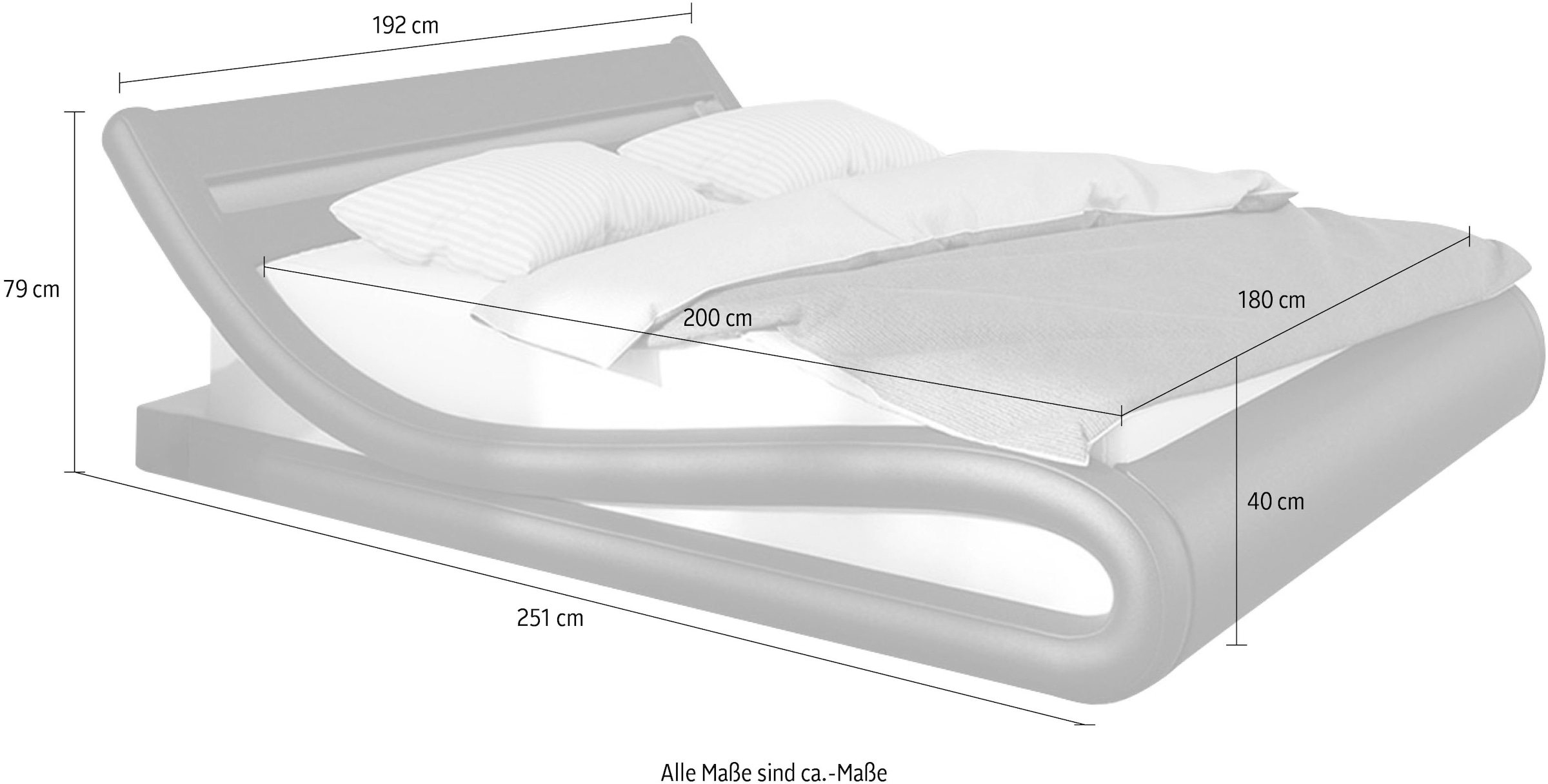 SalesFever Polsterbett, mit LED-Beleuchtung, Kunstleder, Design Bett in moderner Form