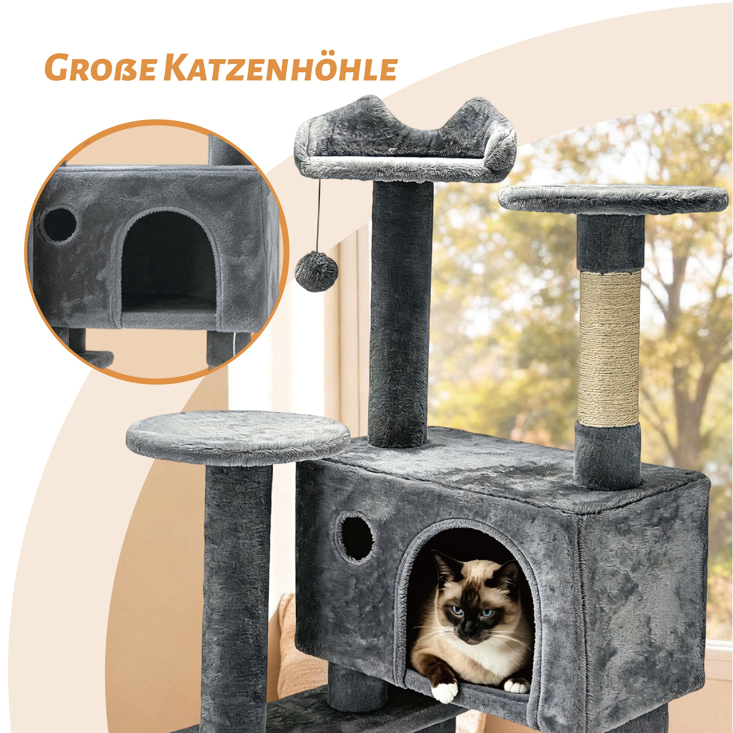 OTTO home Kratzbaum »Stubentiger« 156 cm hoch stabile Spanplatte, robuster Sisal und kuscheliger Plüsch