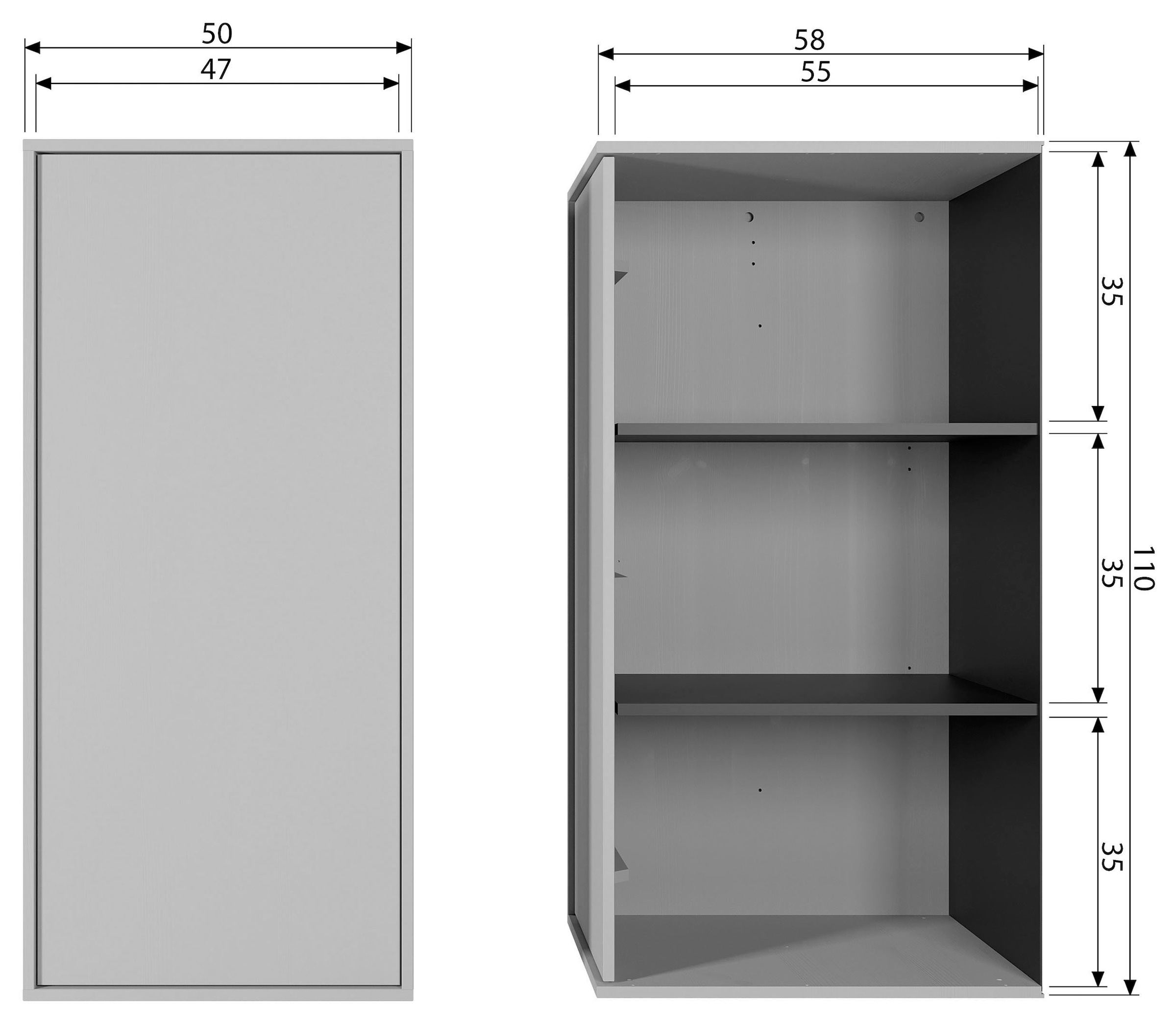 WOOOD Garderobenschrank »Daily«, H 110 cm x B 50 cm x T 58 cm