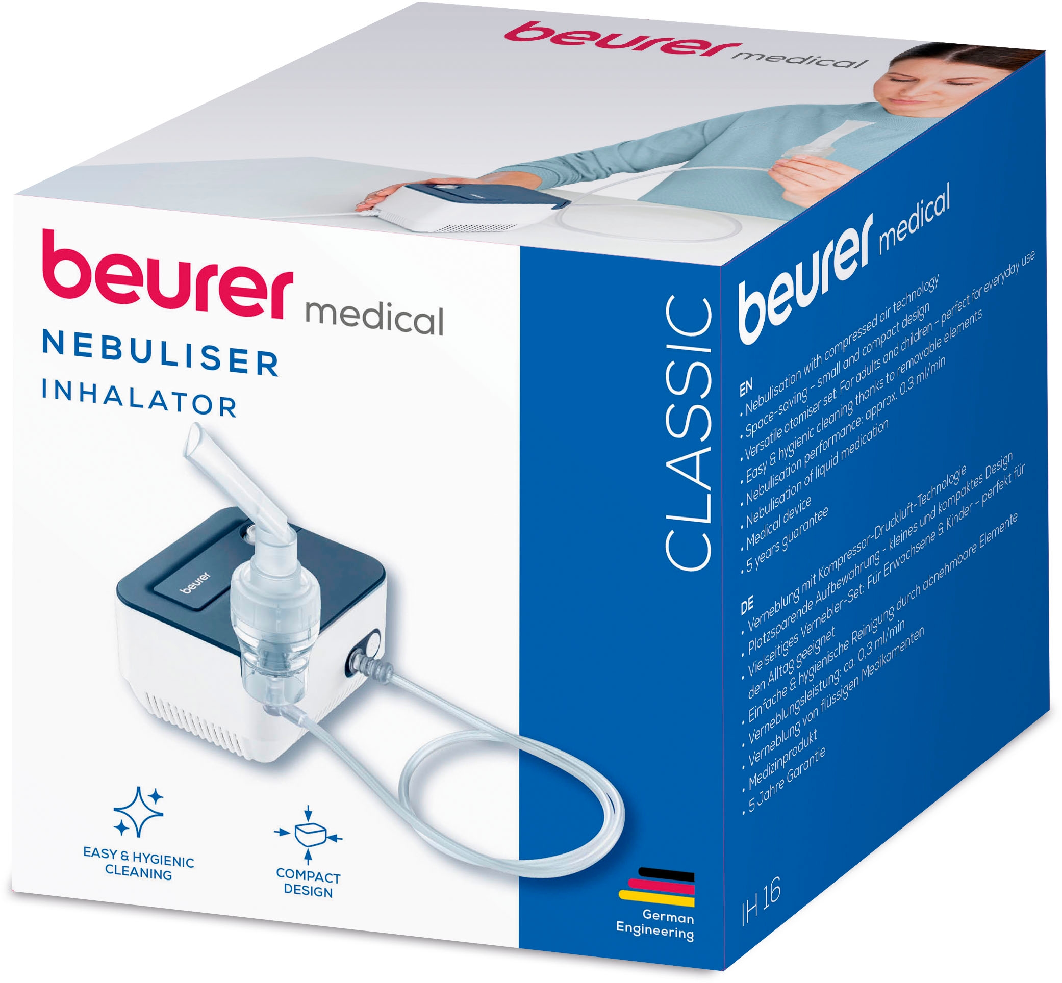 BEURER Inhalationsgerät »IH 16, zur Behandlung der oberen und unteren Atemwege«, Einfache Bedienung mittels Ein-Knopf-Steuerung, Medizinprodukt
