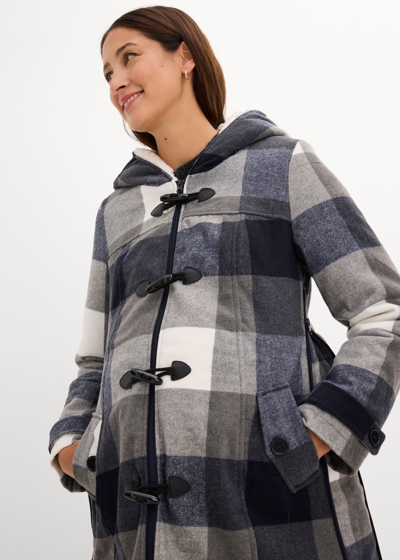 bonprix Umstandsjacke »Woll-Umstandsjacke mit Teddyfutter / Tragejacke« mit Kapuze mit Teddyfutter, mit Kapuze, mit Baby-Einsatz, bequeme Passform