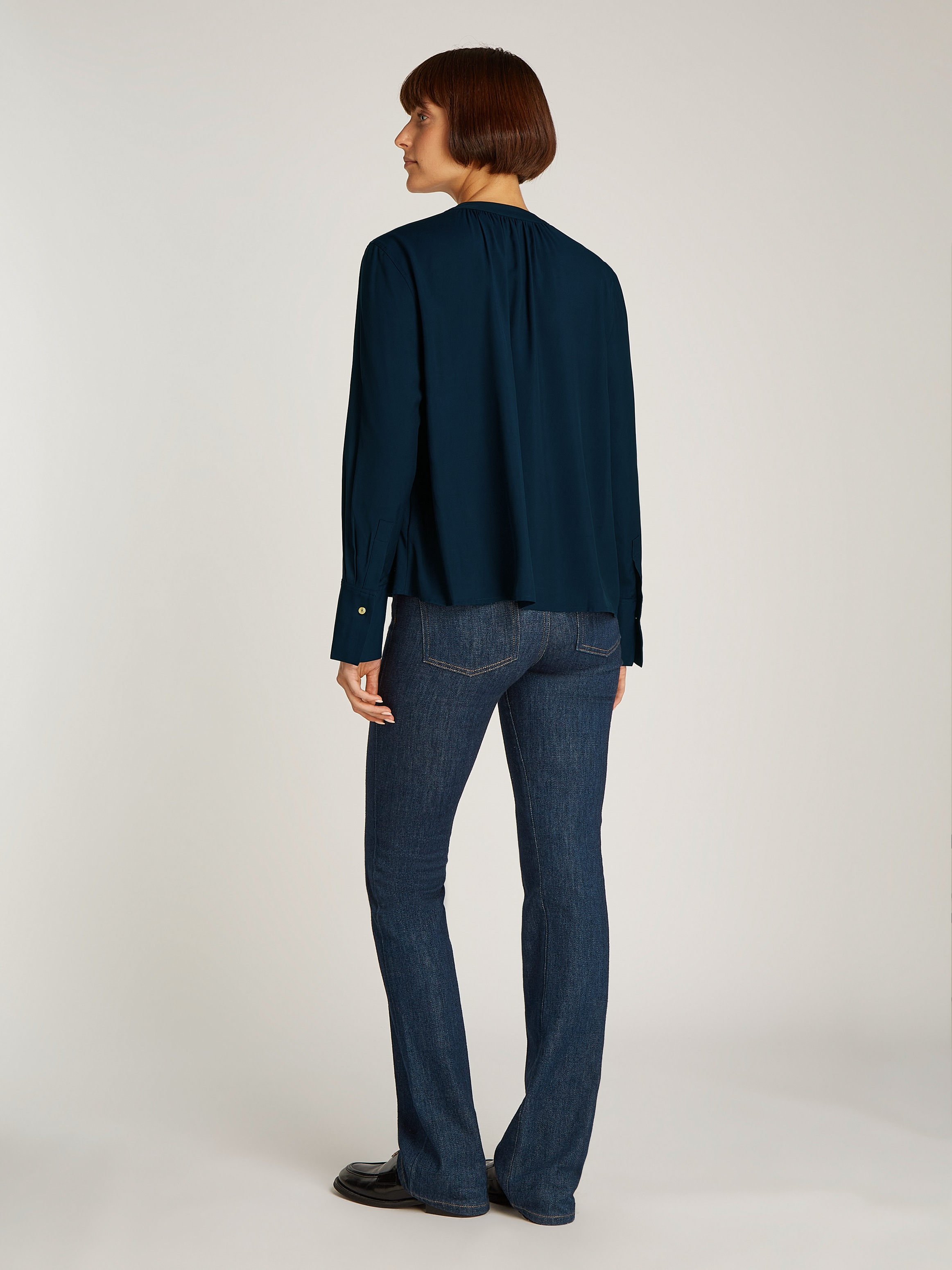 Tommy Hilfiger Langarmbluse »SOFT VIS V NECK LS BLOUSE«, mit Raffungen