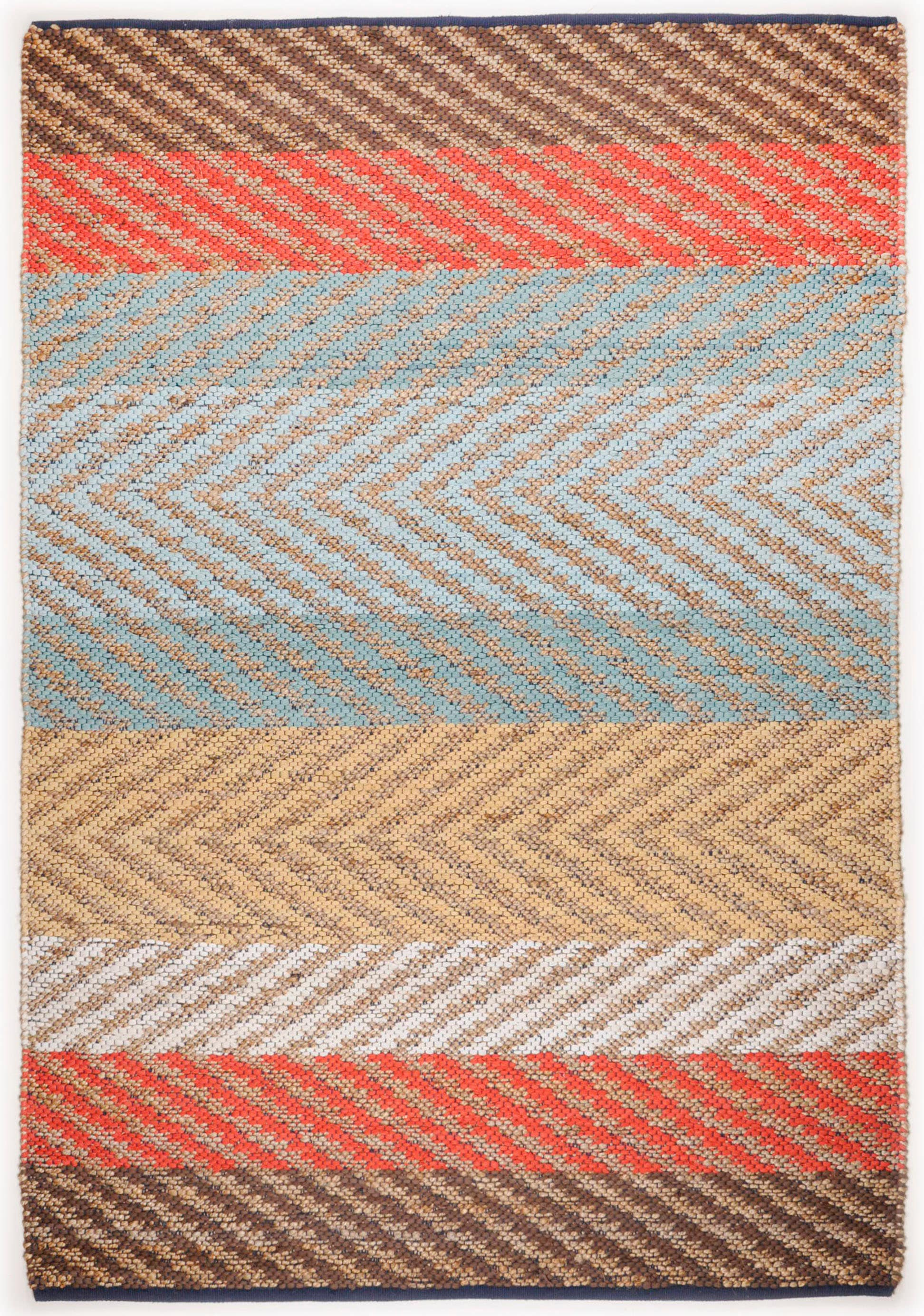 TOM TAILOR HOME Teppich »Pastel Stripe«, rechteckig, 7 mm Höhe, Flachgewebe, handgewebt, Material: 60% Baumwolle, 40% Jute