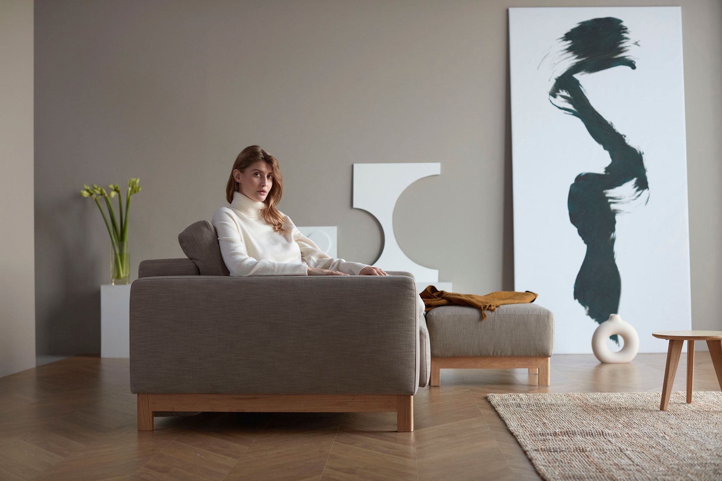 INNOVATION LIVING ™ Schlafsofa »Pyxis 3-Sitzer mit extrabreiter Bettfunktion, Skandi-Design«, Multifunktionssofa, extrabequem durch Taschenfederkern, Dauerschläfer
