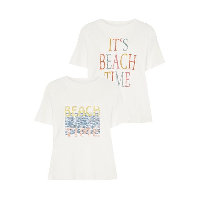 Beachtime T-Shirt, (Packung, 2 tlg.), mit zwei verschiedenen Drucken online  bei UNIVERSAL