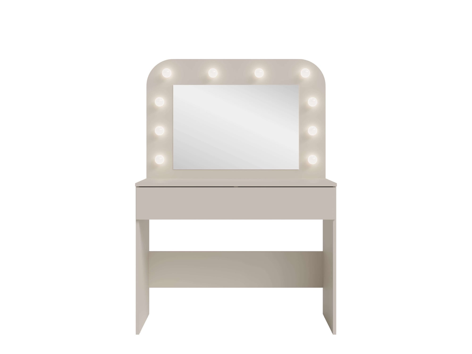 OTTO home Schminktisch »NANCY,BE A STAR! Hollywood Spiegel+Beleuchtung, Schublade Soft Close« B/T/H: 100/42,5/142cm, Farbei Kaschmir Beige,  Kosmetiktisch mit viel Stauraum, LED, Soft-Close,